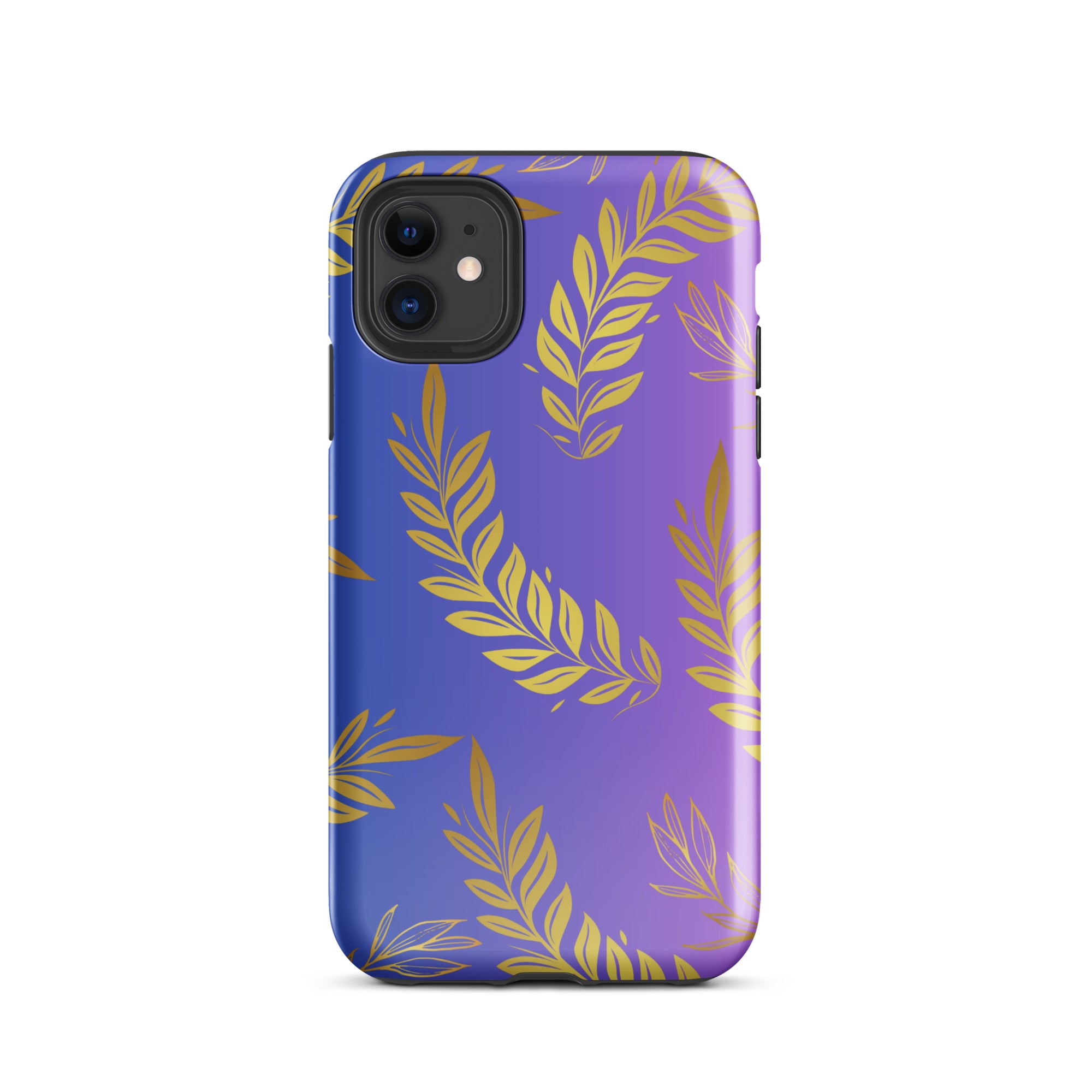 Purple Gold Leaf Tough Phone Case for iPhone® 11 front