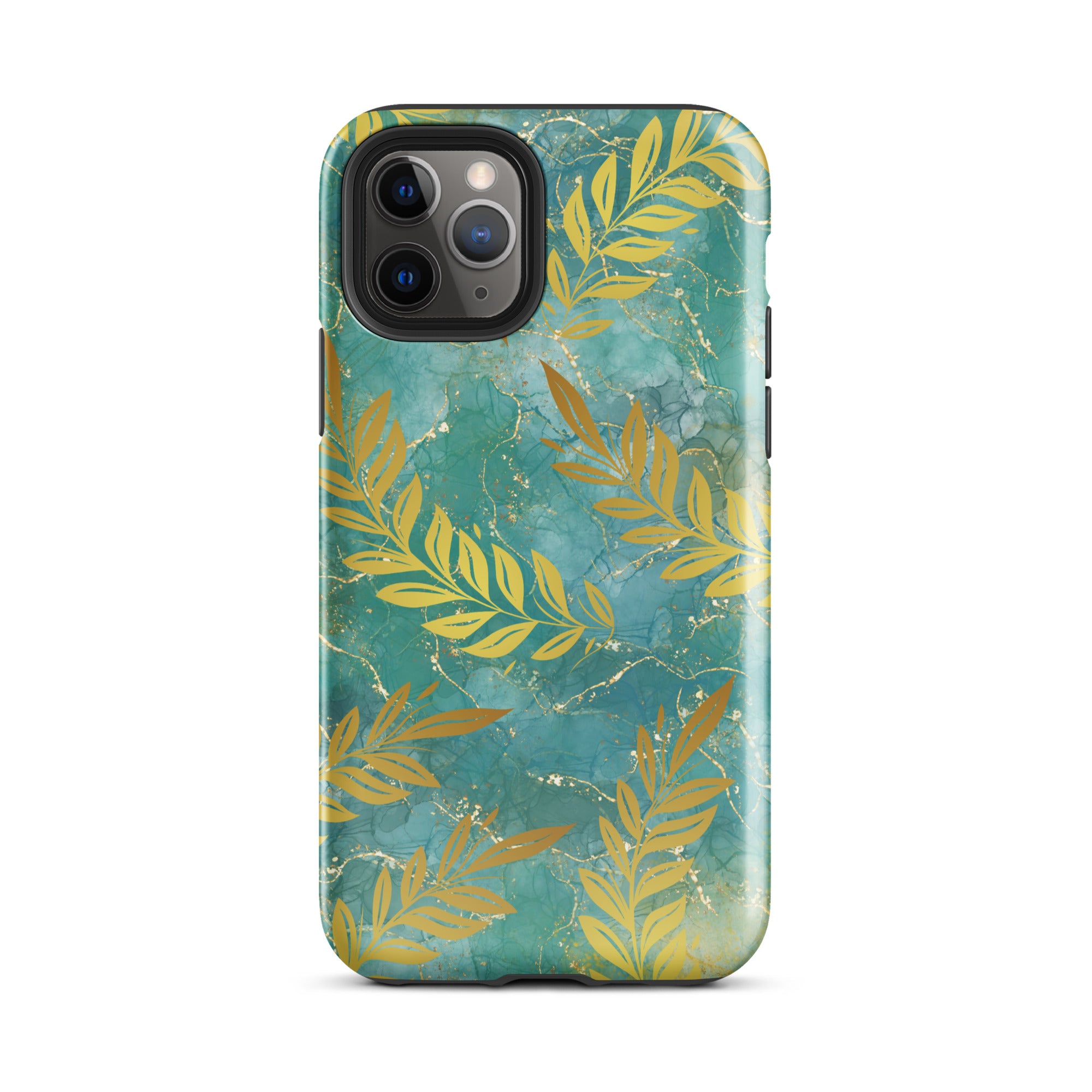 Green Gold Leaf Tough Phone Case for iPhone® 11 Pro front 