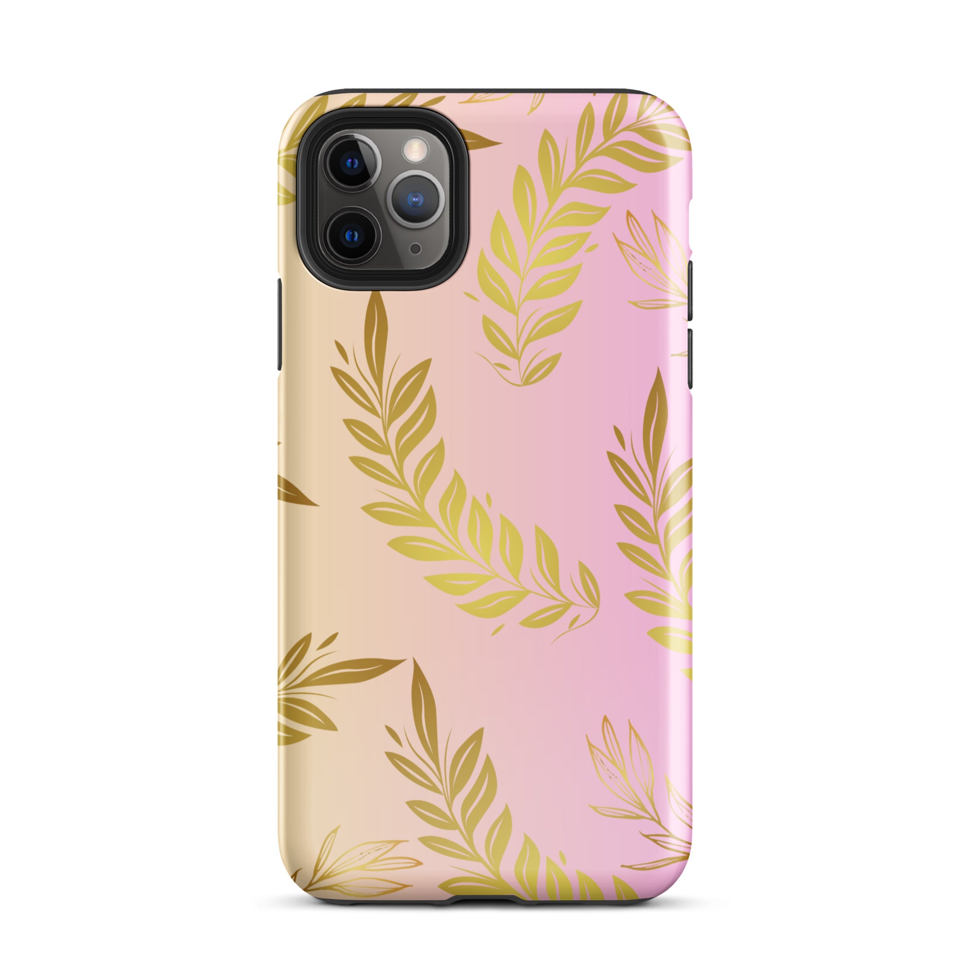 Pink Gold Leaf Tough Case for iPhone® Pro Max front 