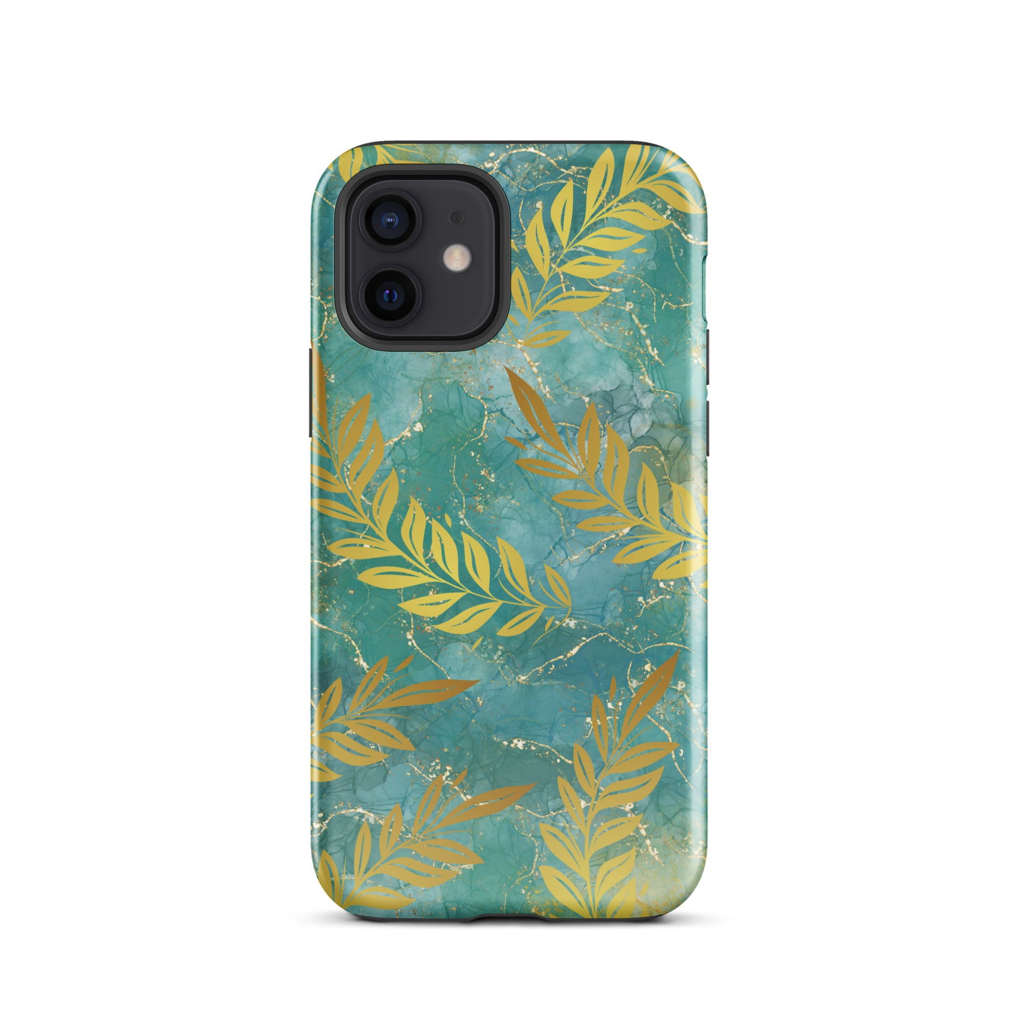 Green Gold Leaf Tough Phone Case for iPhone® 12 front 