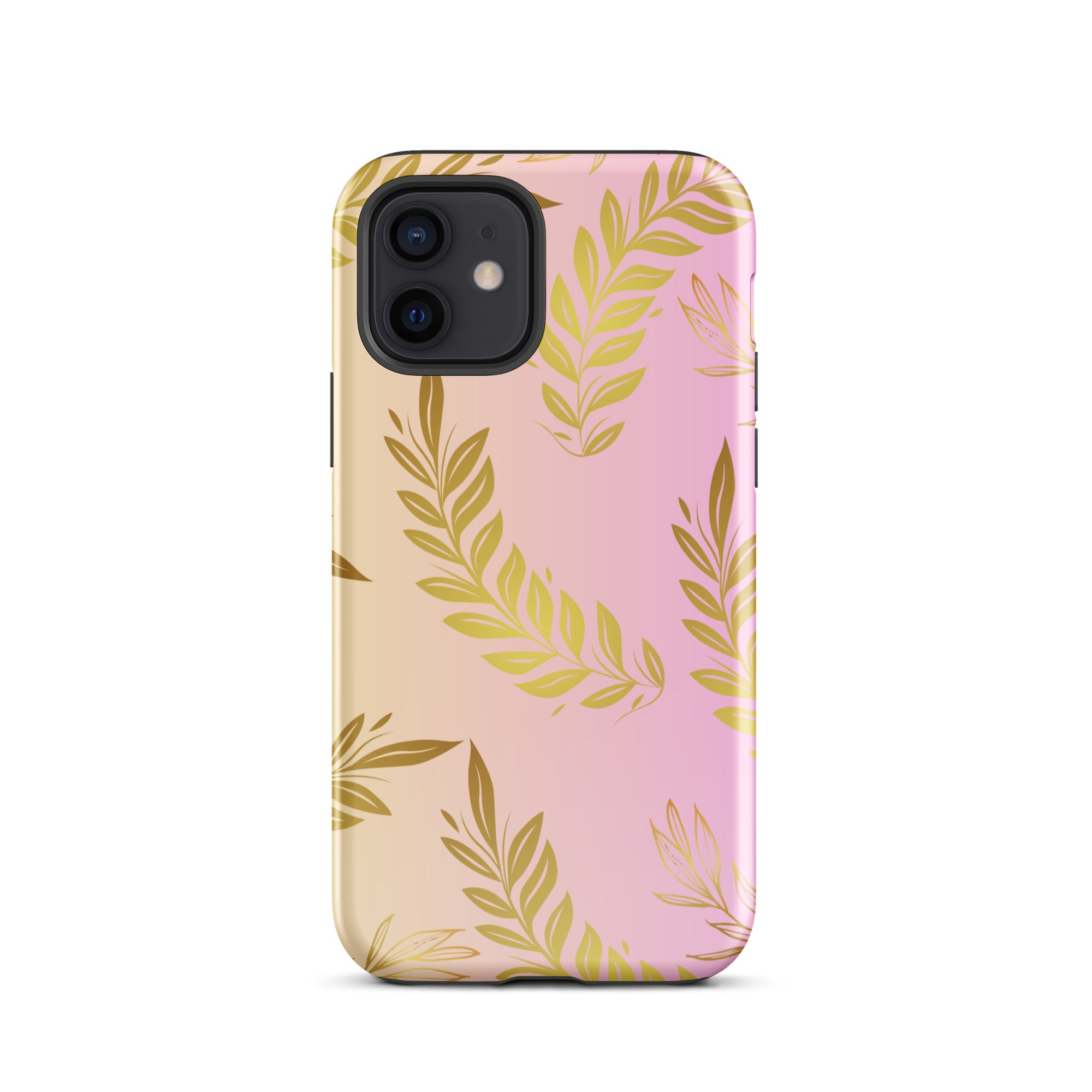 Pink Gold Leaf Tough Case for iPhone®  12 front 