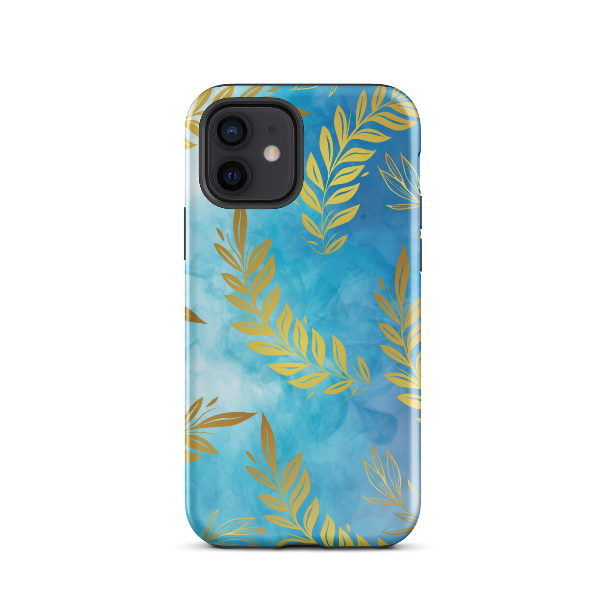 Blue Gold Leaf Tough Phone Case for iPhone® 12 front