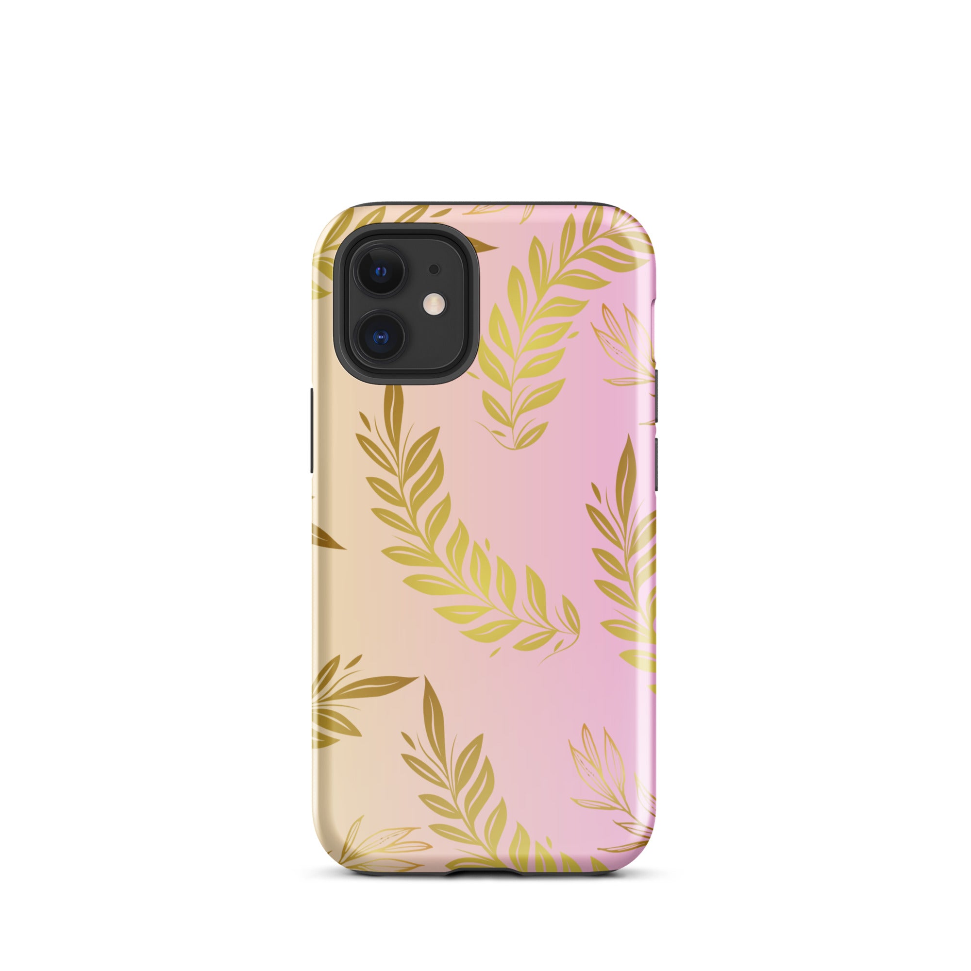 Pink Gold Leaf Tough Case for iPhone® 12 mini front 