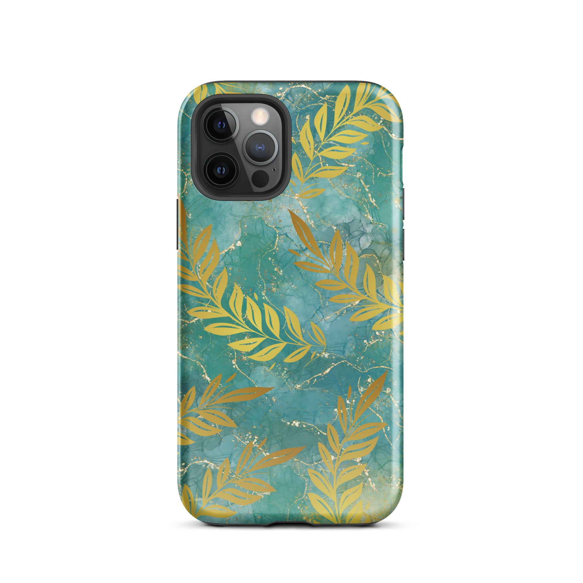 Green Gold Leaf Tough Phone Case for iPhone® 12 Pro front