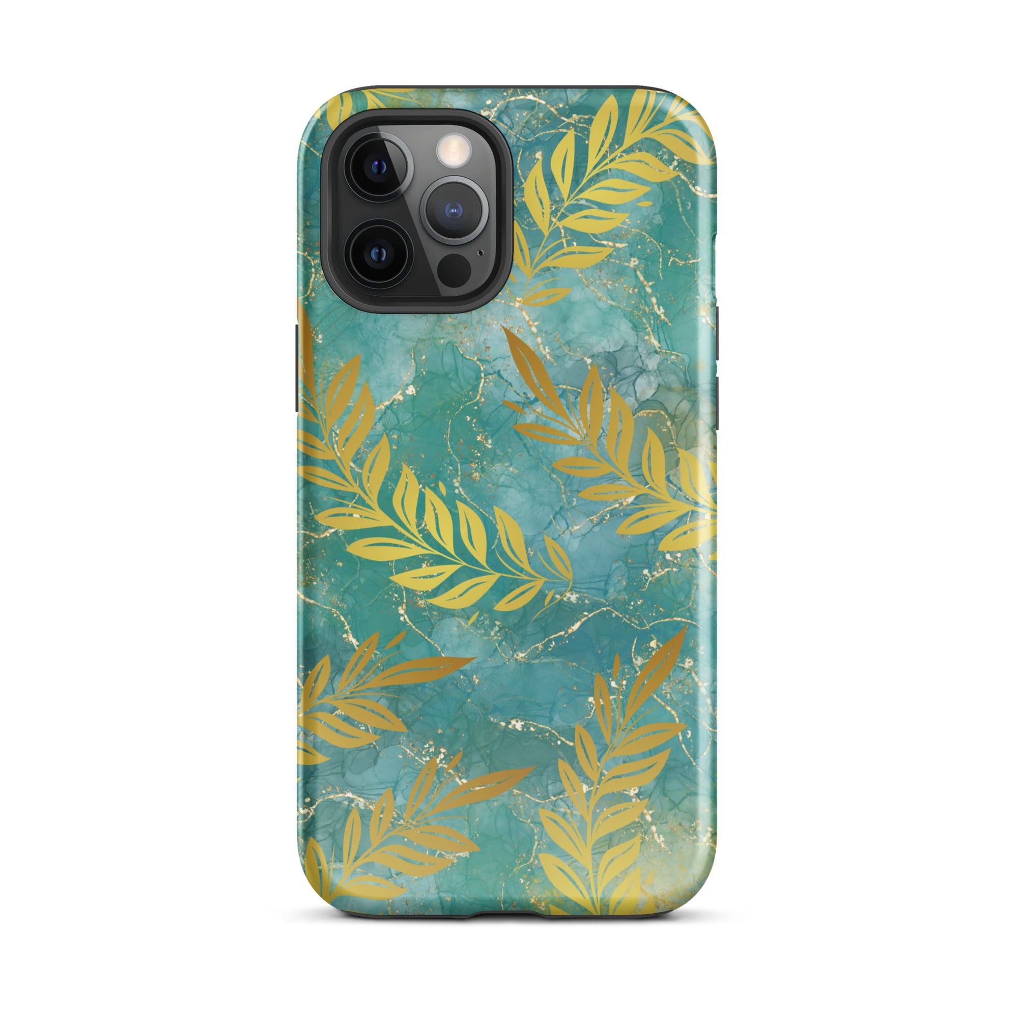 Green Gold Leaf Tough Phone Case for iPhone® 12 Pro Max front