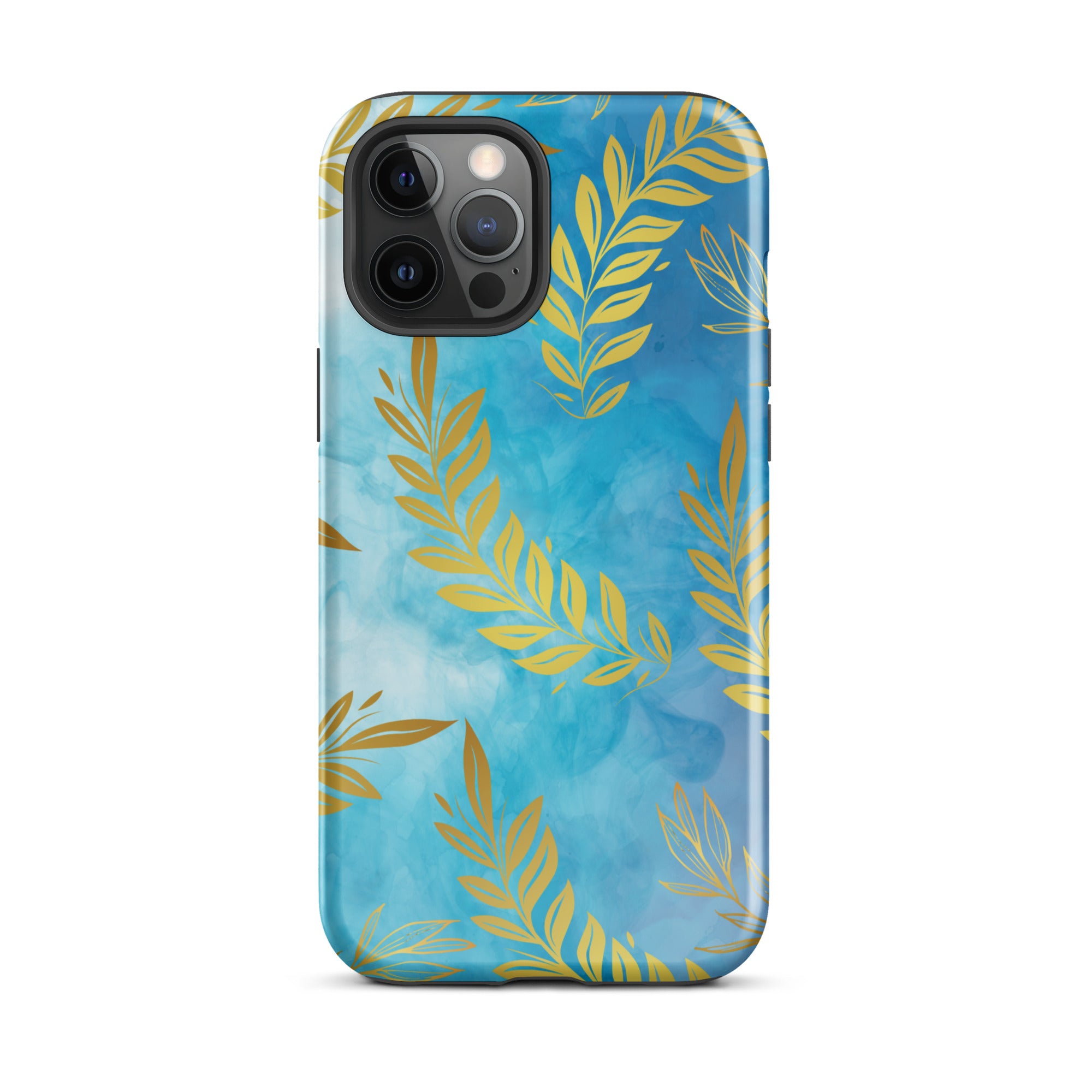 Blue Gold Leaf Tough Phone Case for iPhone® 12 Pro Max front