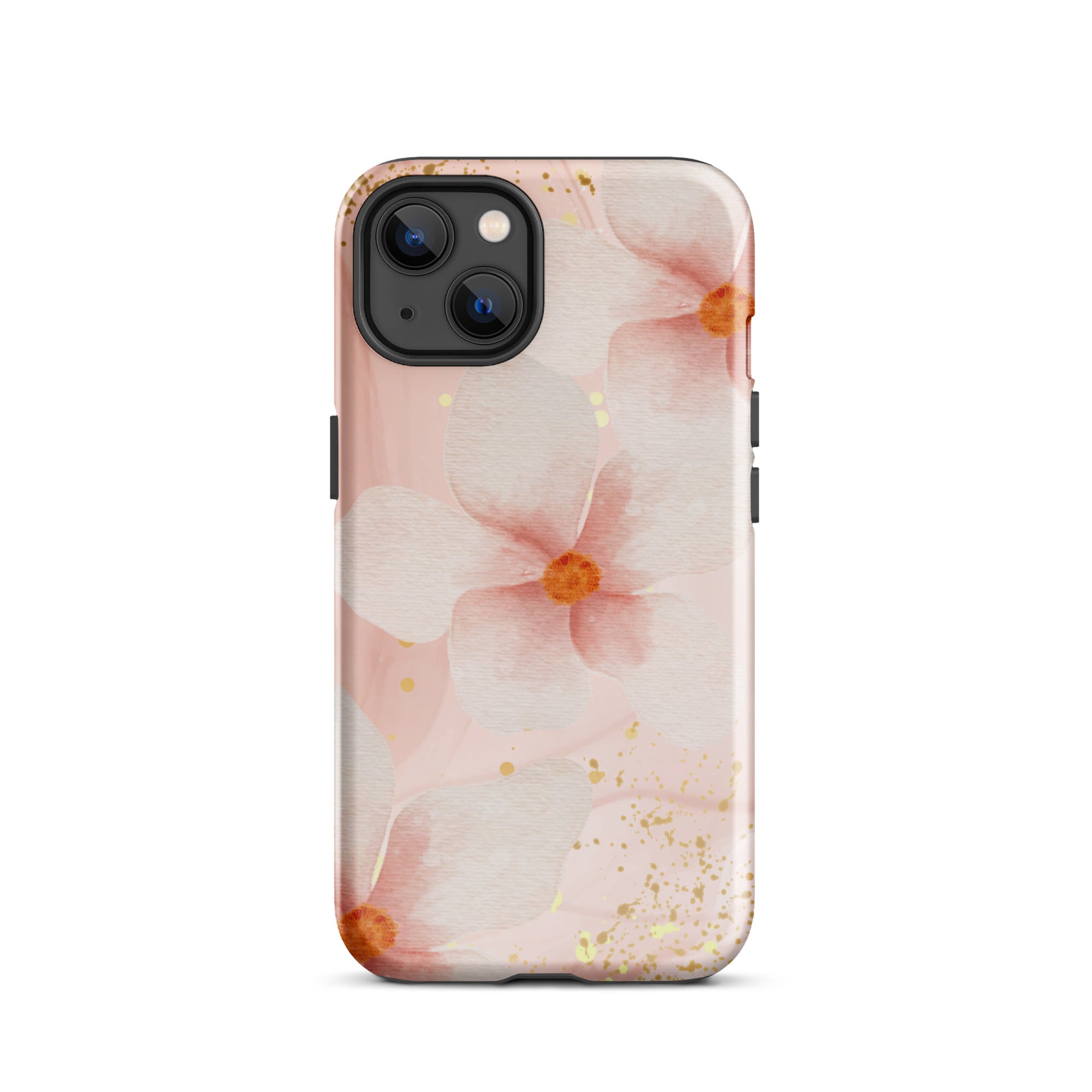 Peach Marble Flowers Tough Phone Case for iPhone® iPhone 13 Front