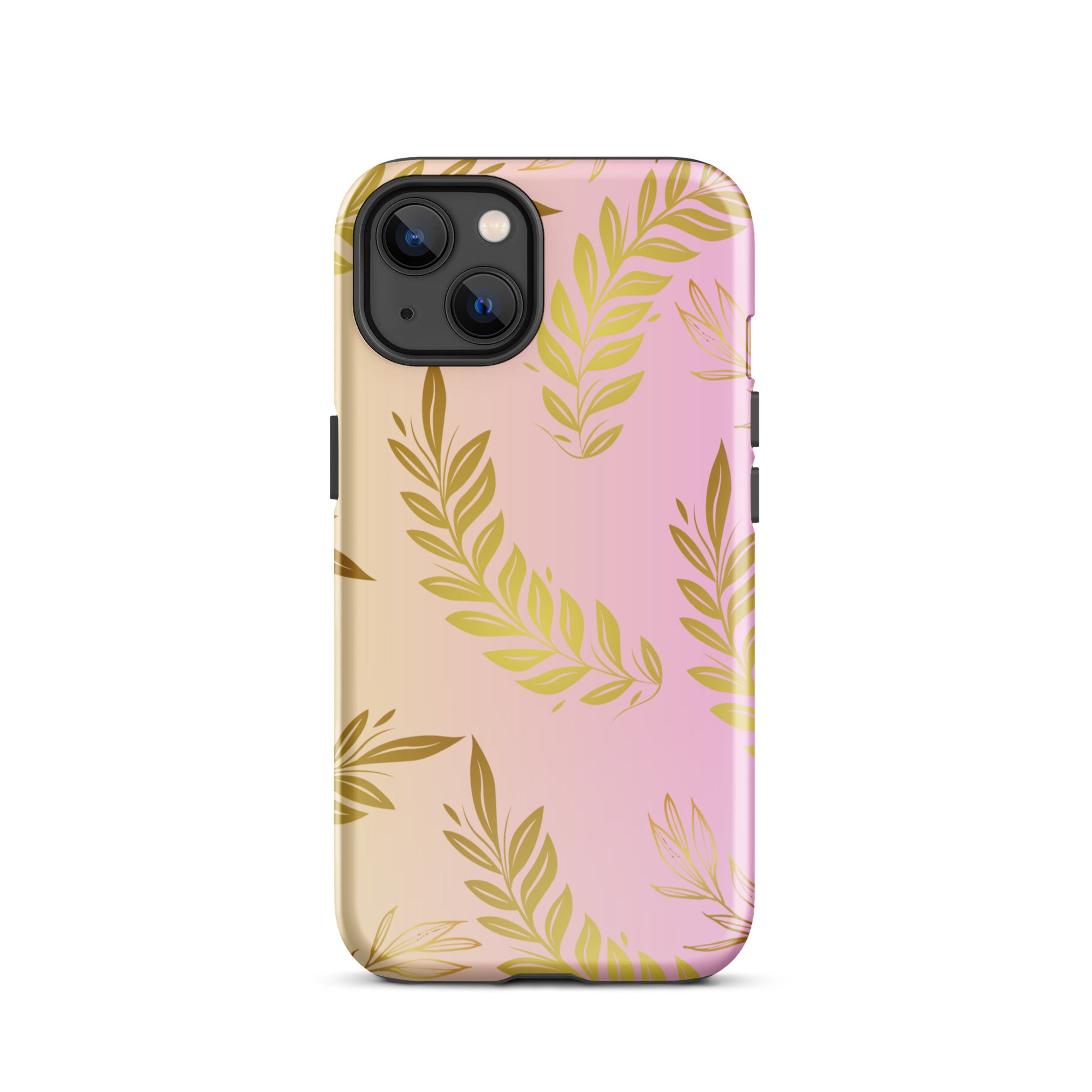 Pink Gold Leaf Tough Case for iPhone® 13 front 