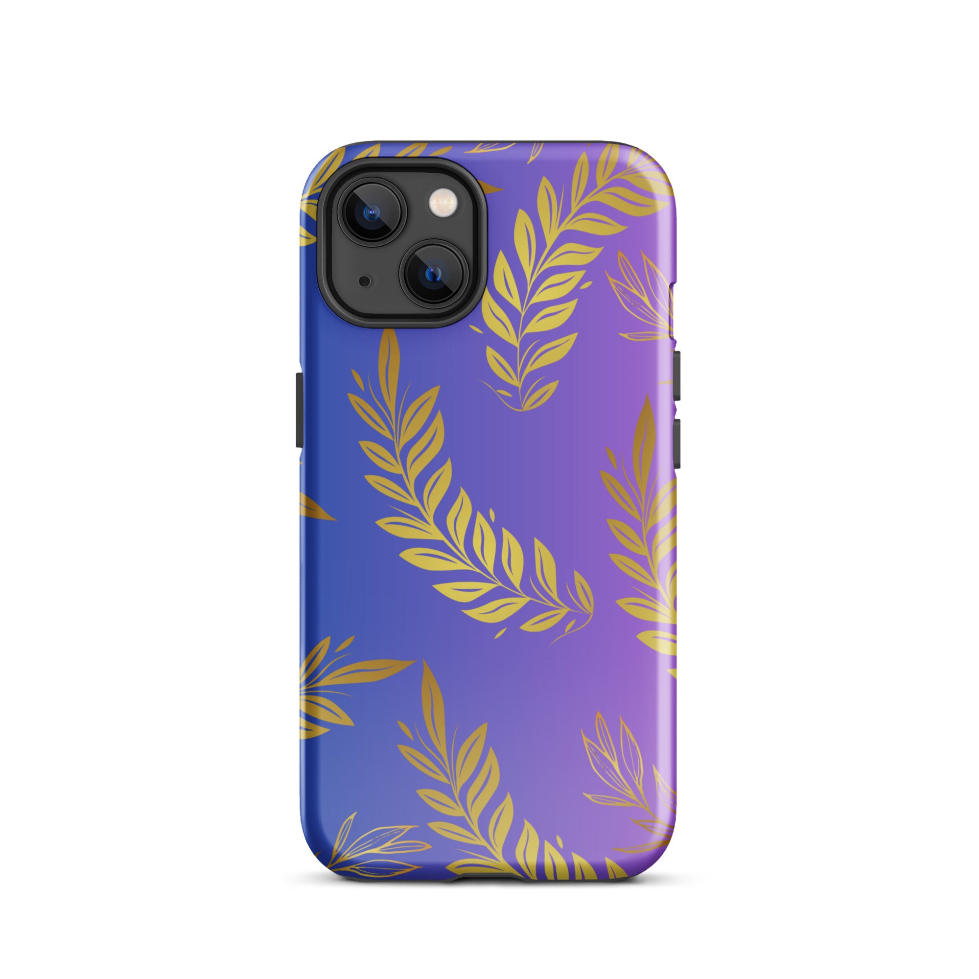 Purple Gold Leaf Tough Phone Case for iPhone® 13 front