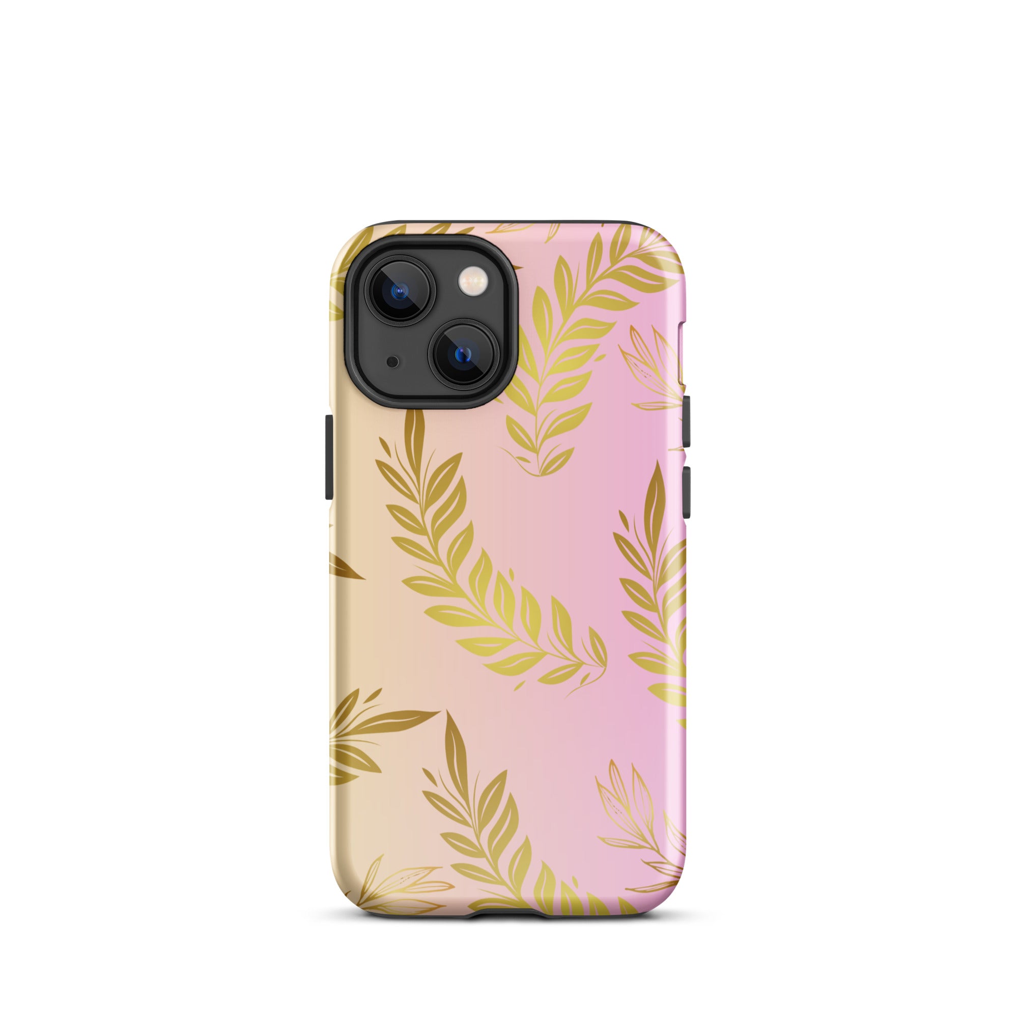 Pink Gold Leaf Tough Case for iPhone® 13 Mini front