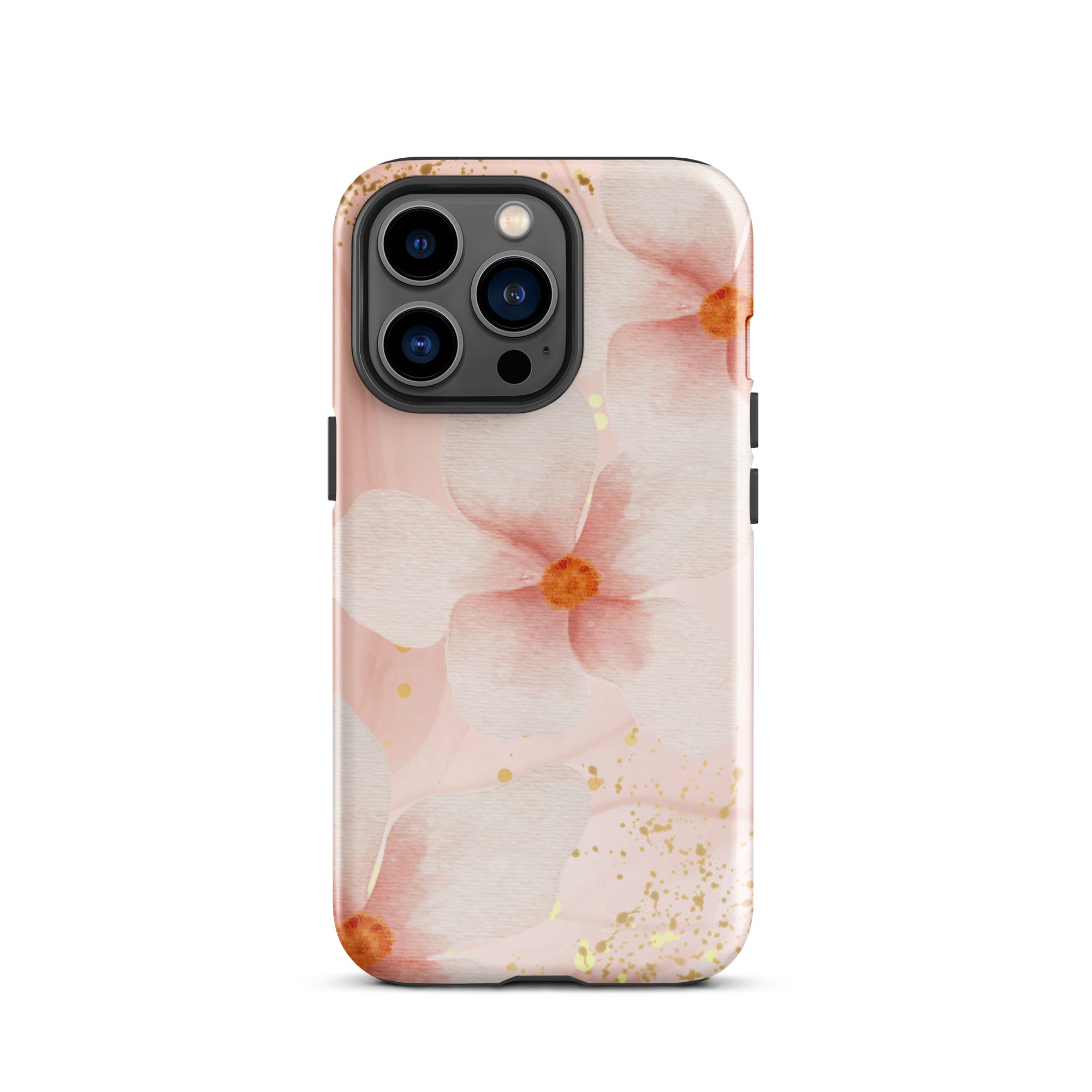 Peach Marble Flowers Tough Phone Case for iPhone® 13 Pro front 