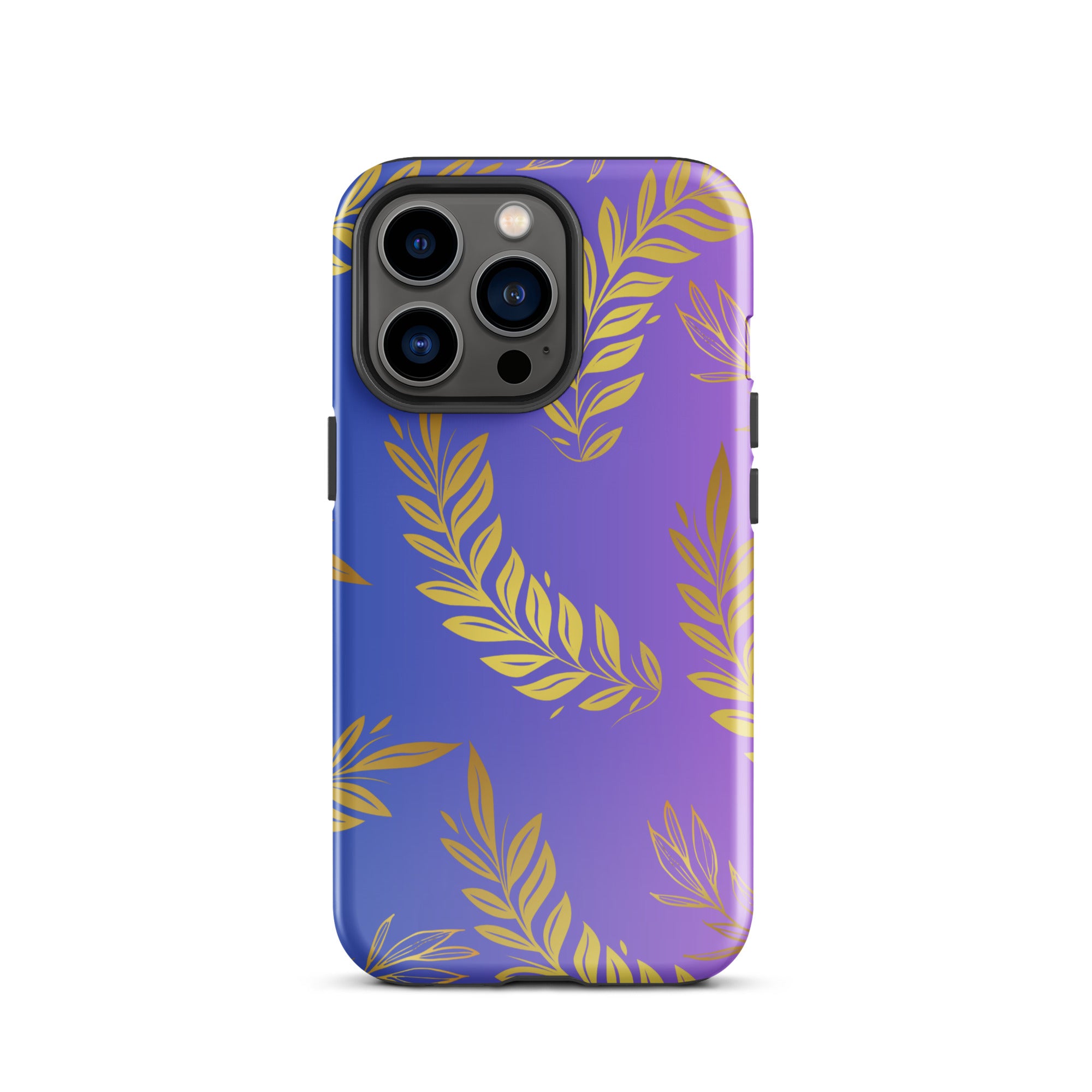 Purple Gold Leaf Tough Phone Case for iPhone® 13 Pro front