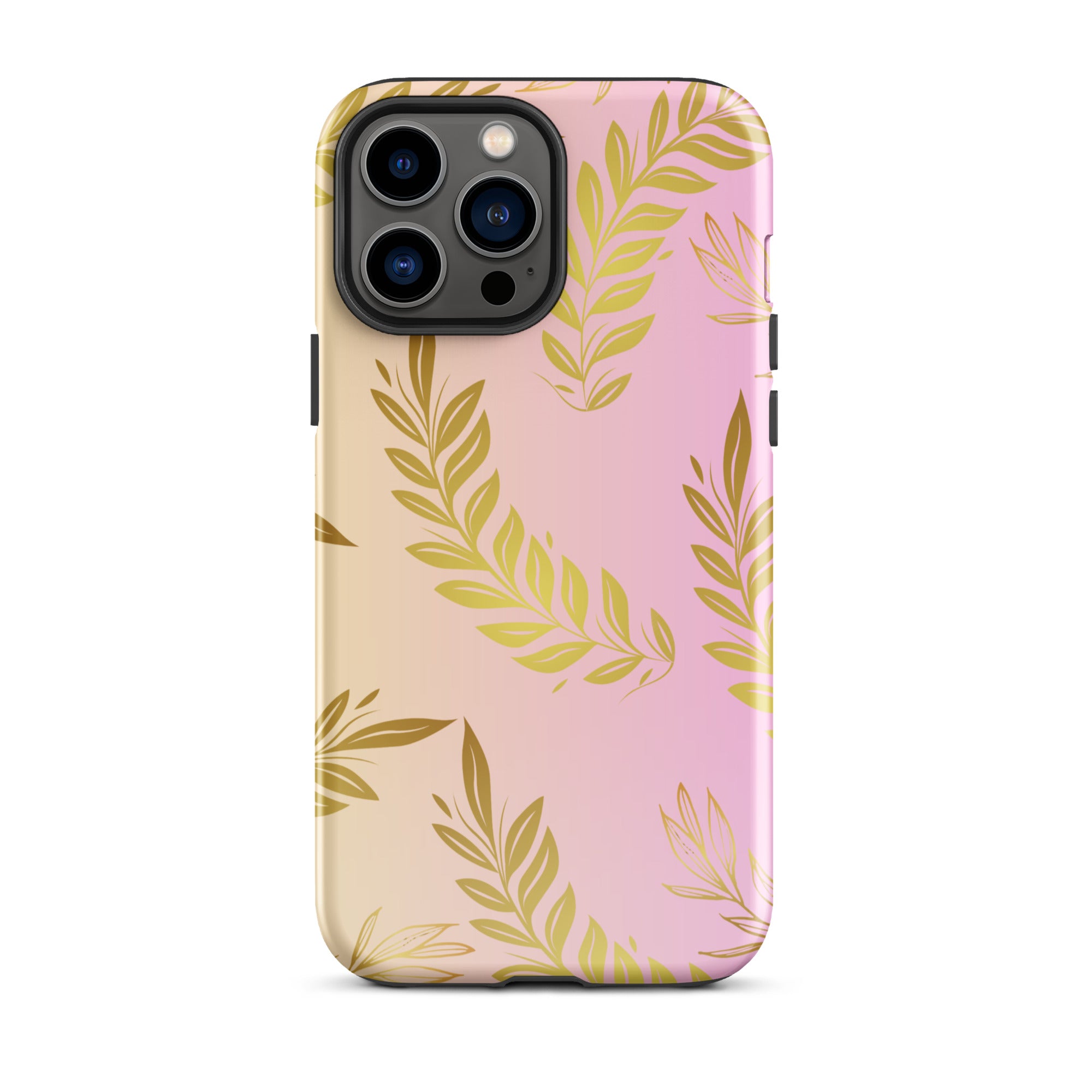 Pink Gold Leaf Tough Case for iPhone® 13 Pro Max front