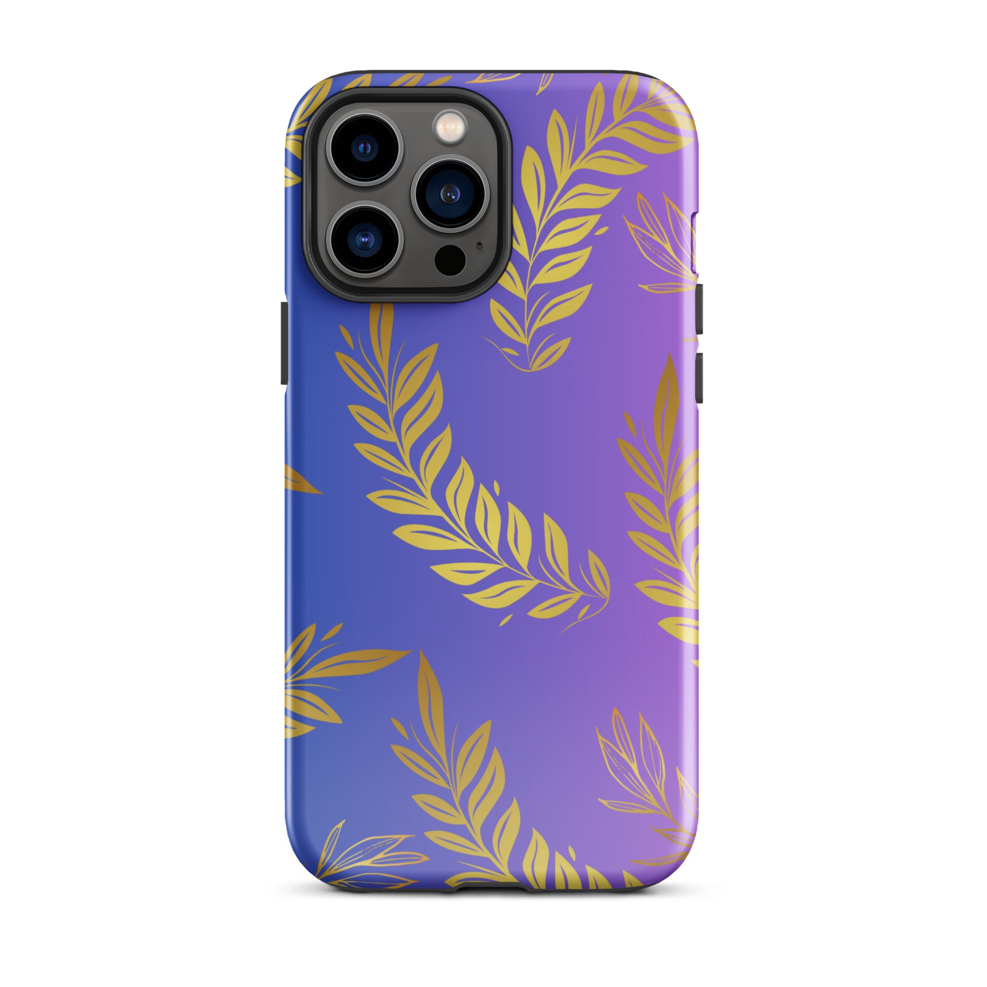 Purple Gold Leaf Tough Phone Case for iPhone® 13 Pro Max front