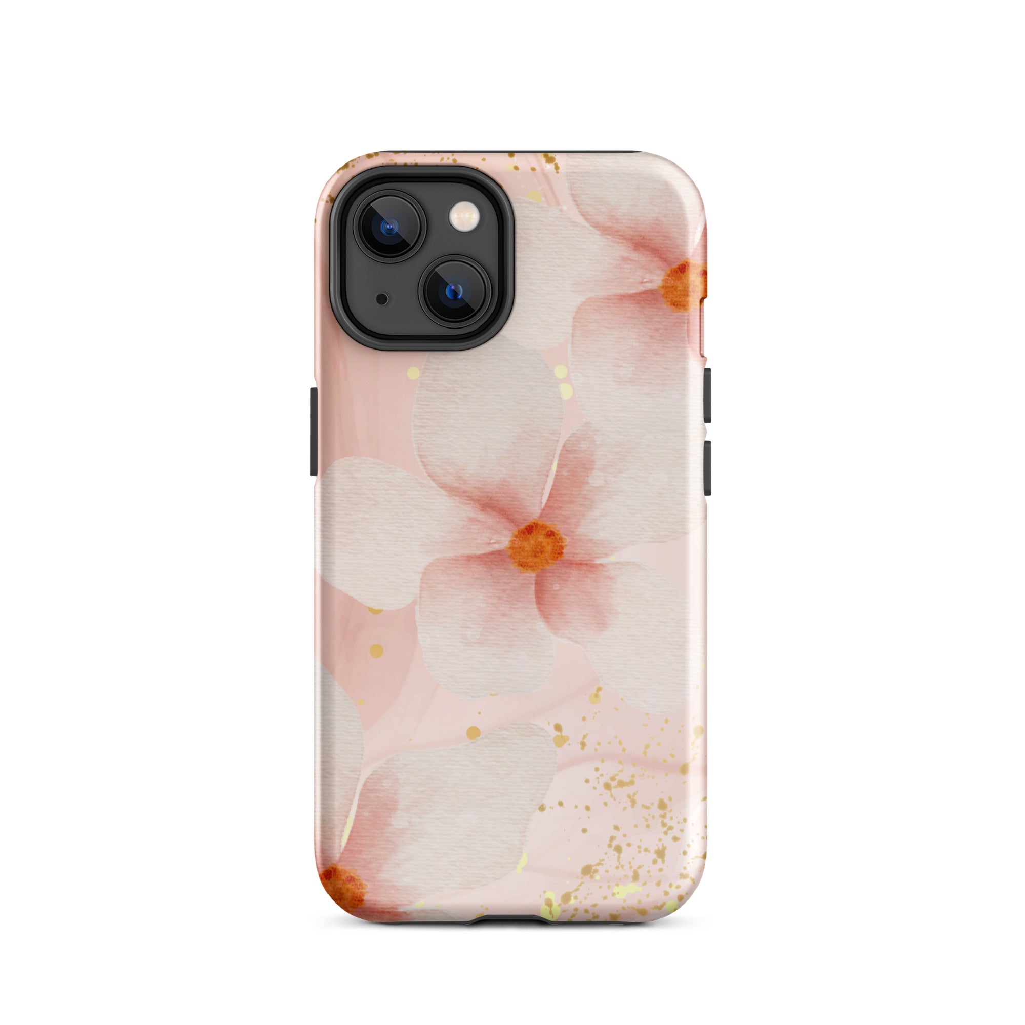 Peach Marble Flowers Tough Phone Case for iPhone® 14 front