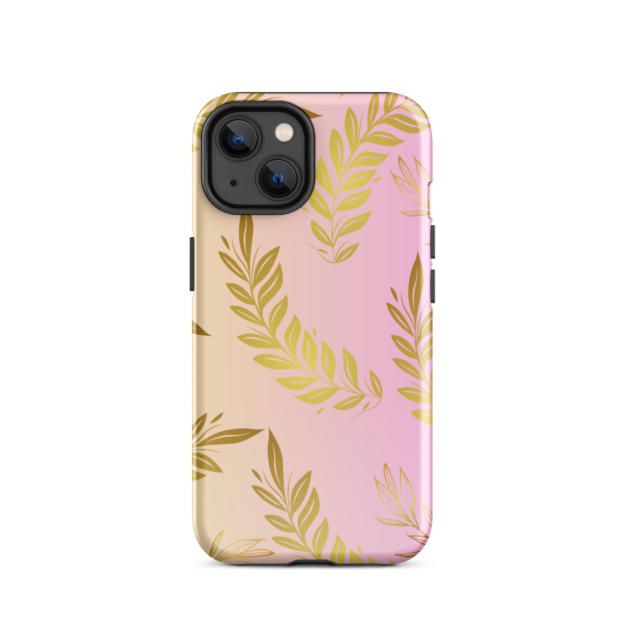 Pink Gold Leaf Tough Case for iPhone® 14 front