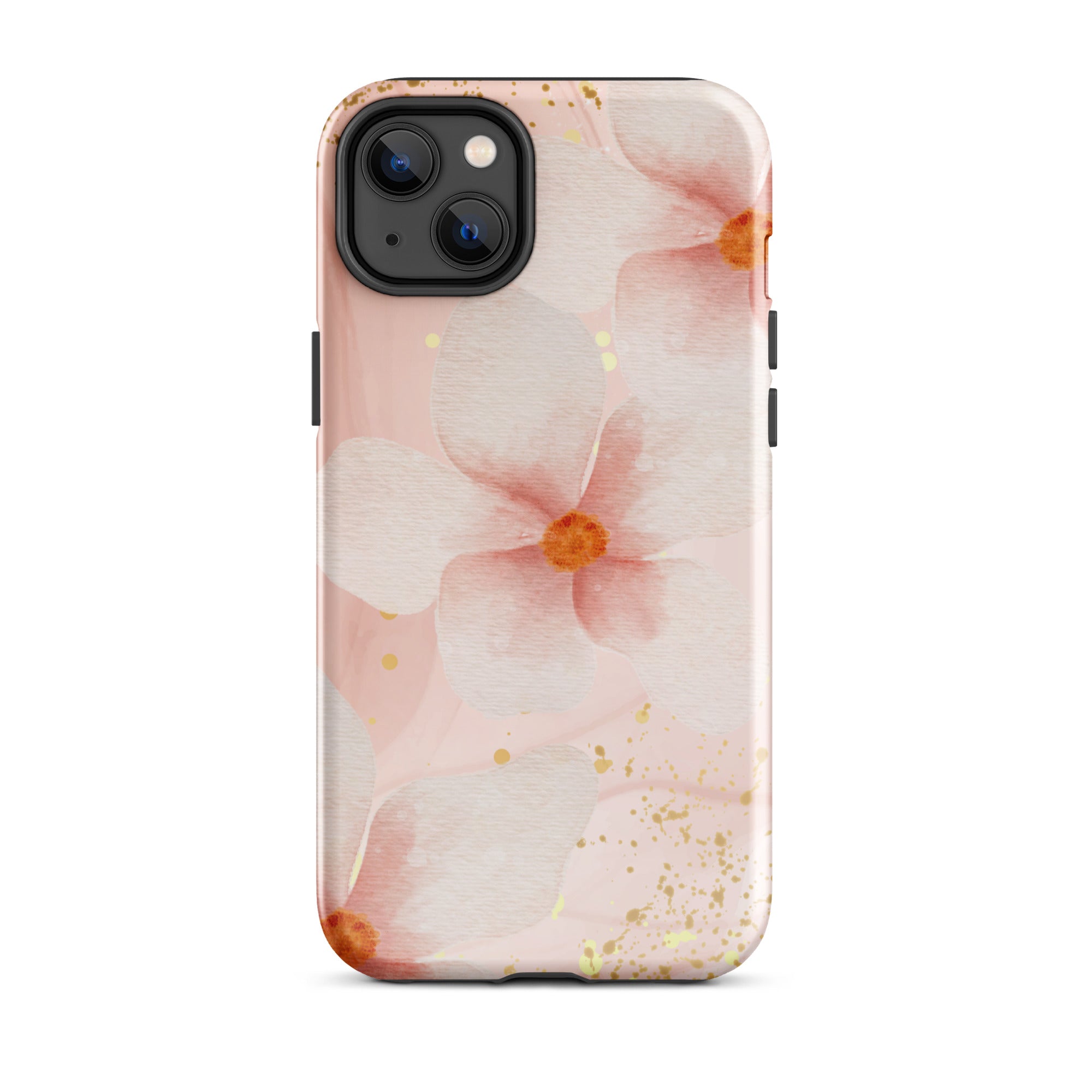 Peach Marble Flowers Tough Phone Case for iPhone® 14 Plus front