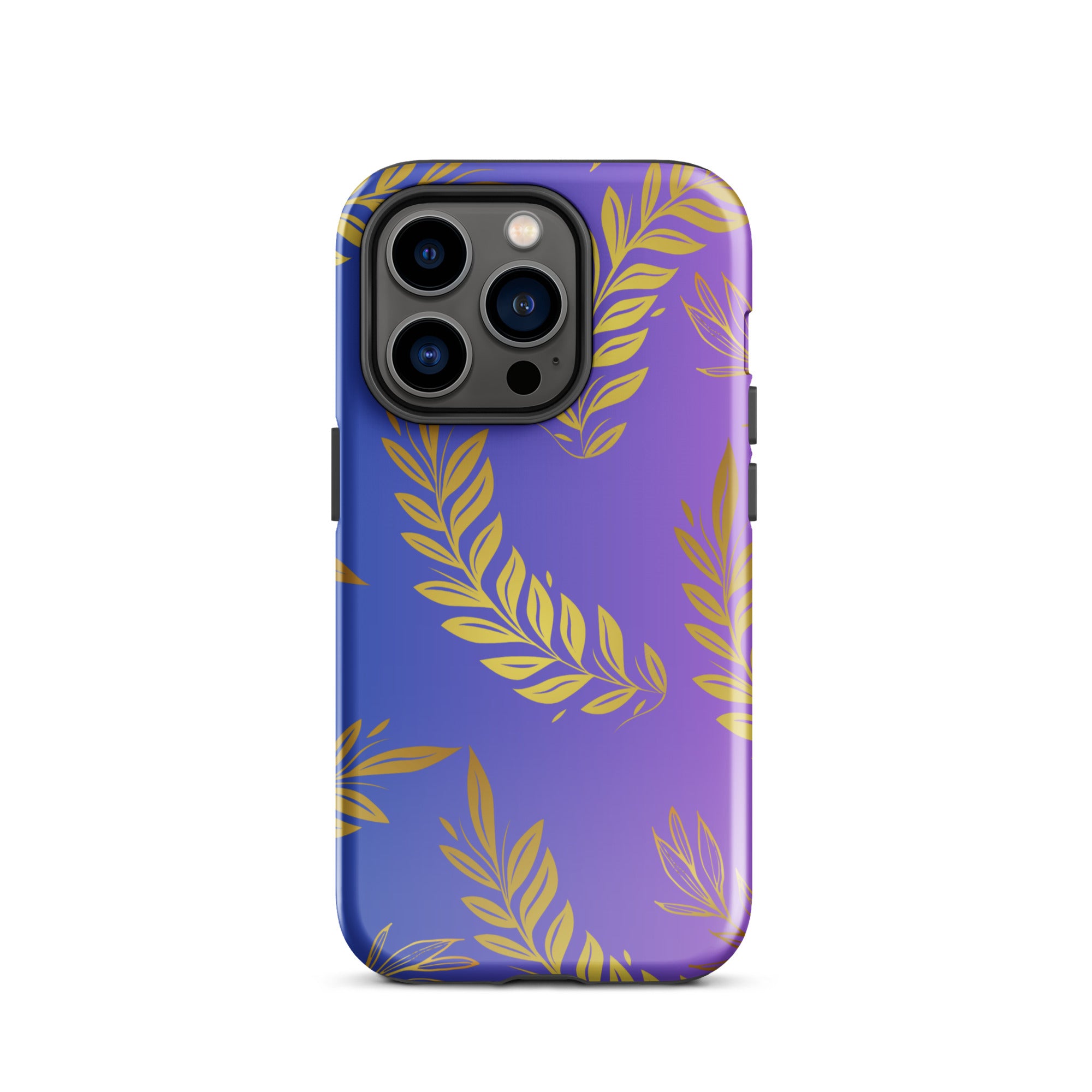 Purple Gold Leaf Tough Phone Case for iPhone® 14 Pro front