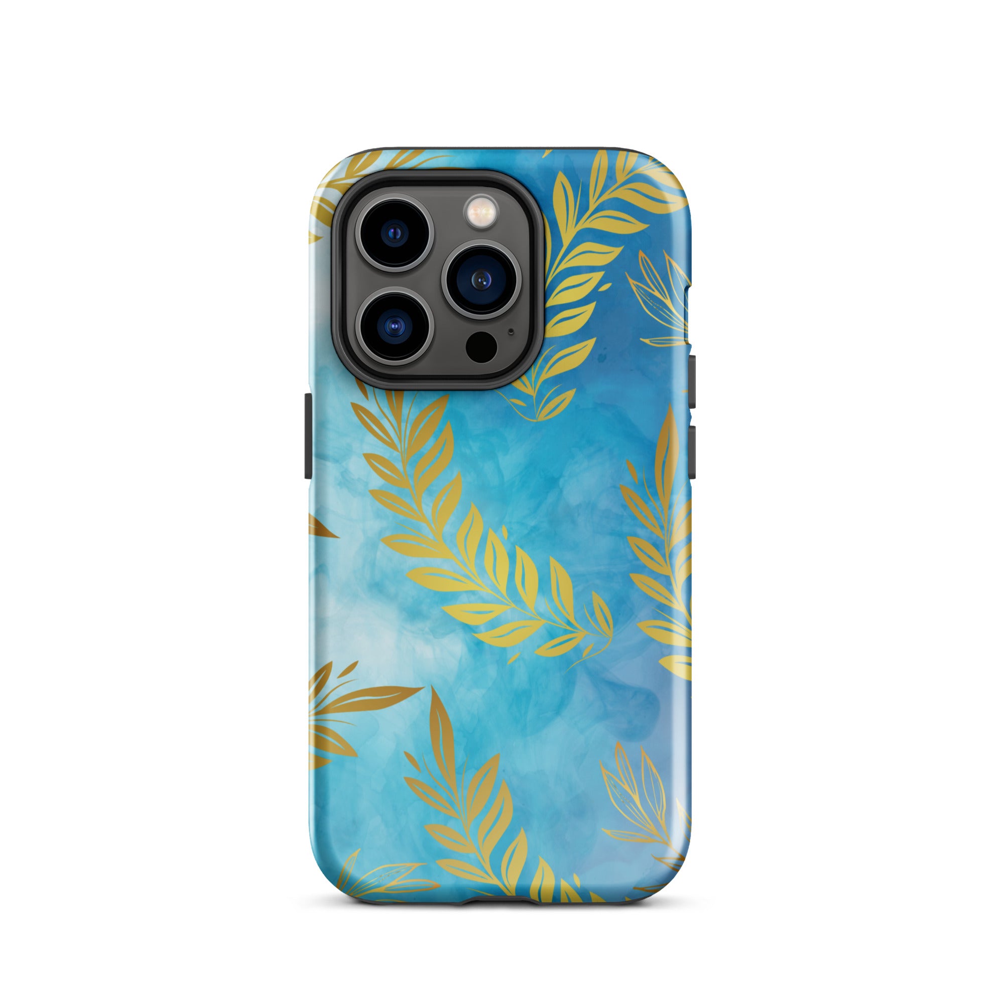 Blue Gold Leaf Tough Phone Case for iPhone® 12 Pro front