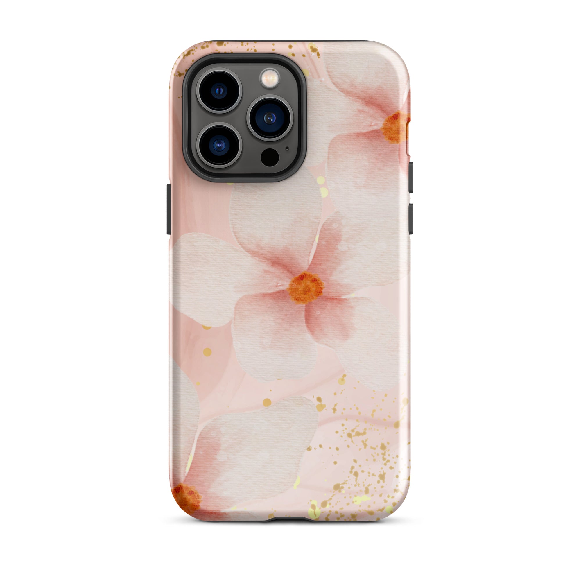 Peach Marble Flowers Tough Phone Case for iPhone® 14 Pro Max front