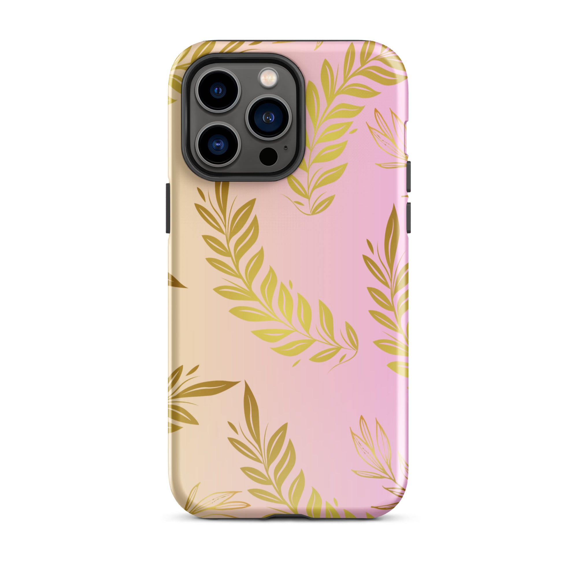 Pink Gold Leaf Tough Case for iPhone® 14 Pro Max front