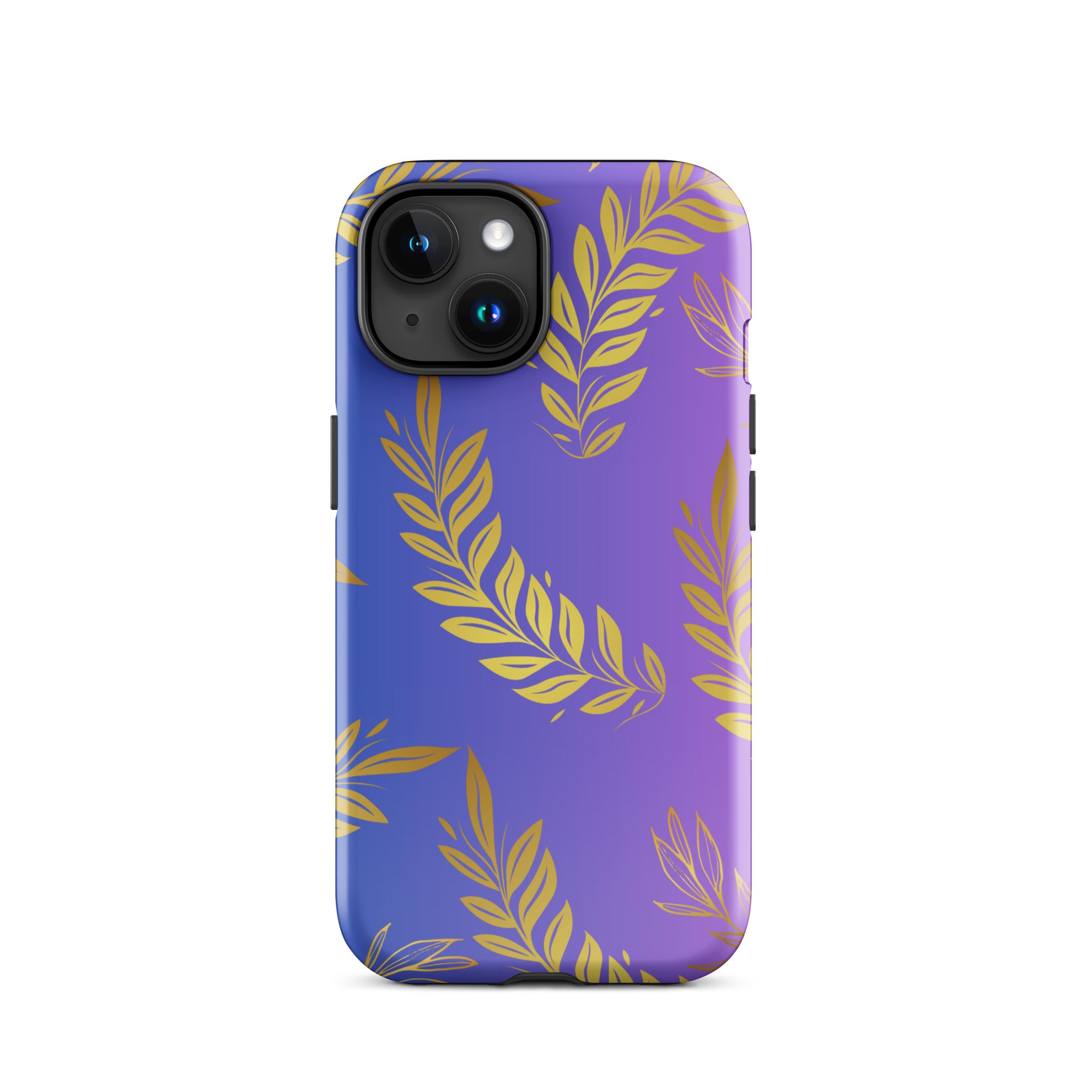 Purple Gold Leaf Tough Phone Case for iPhone® 15 front 