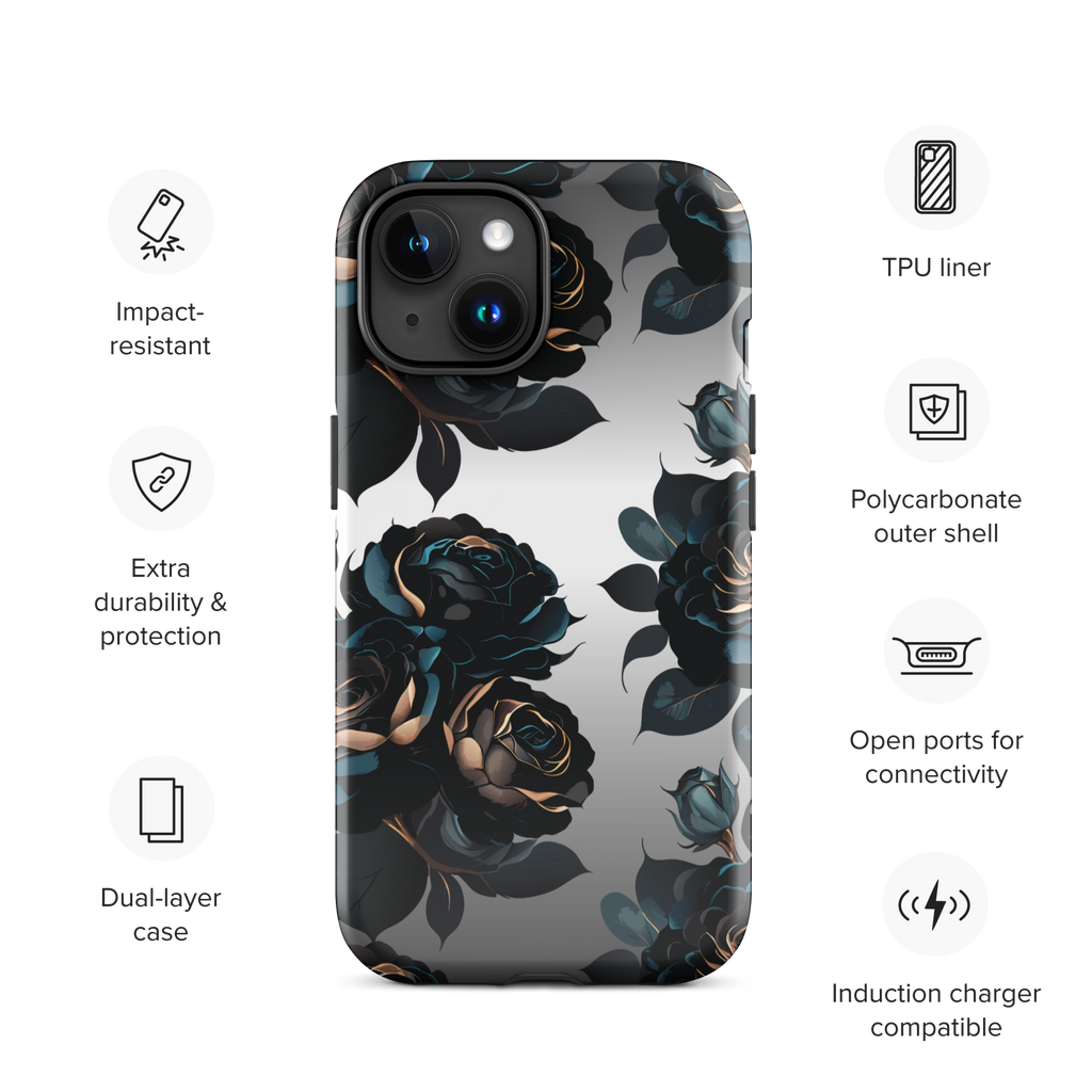 Black Rose Tough Case for iPhone®