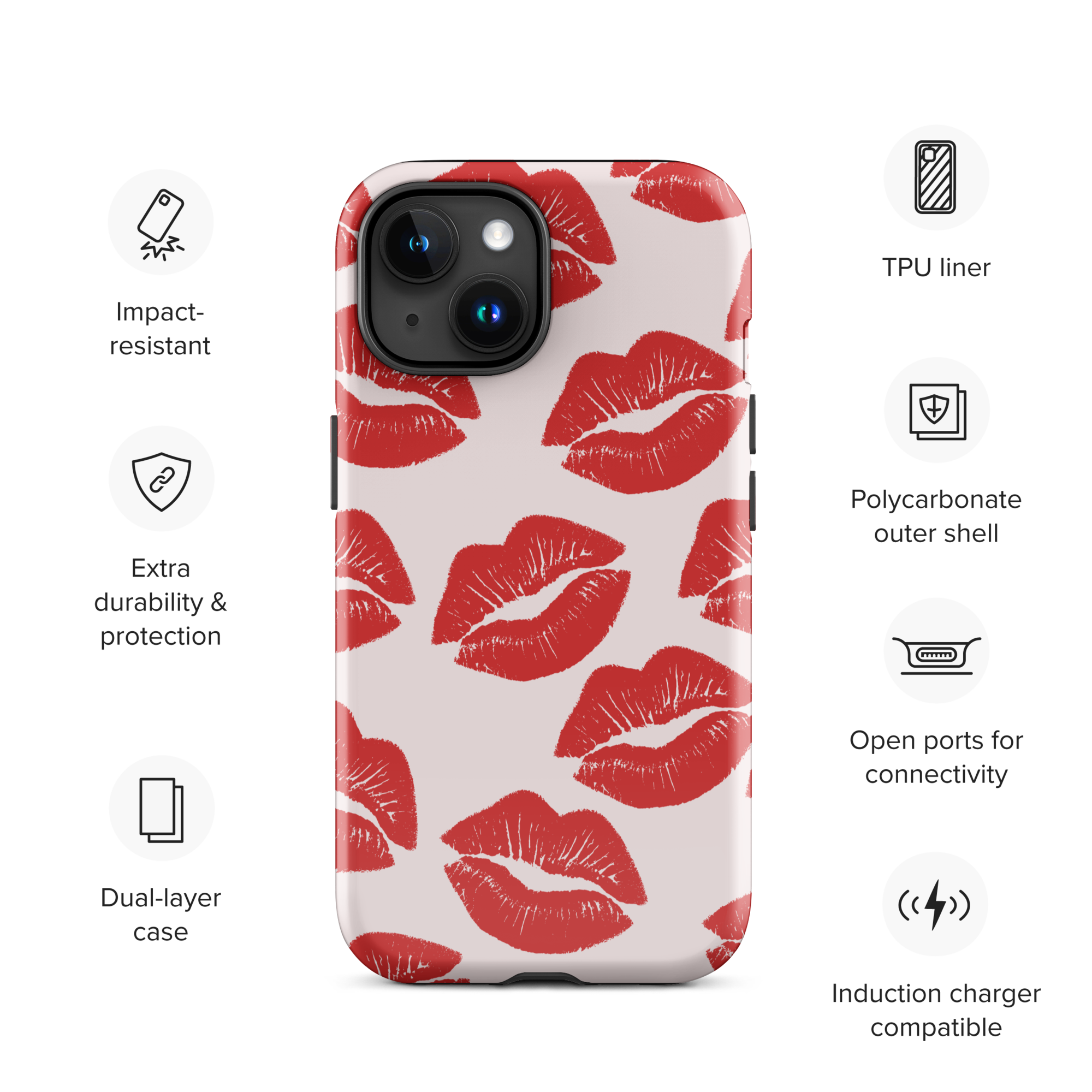 Kissable Lips Tough Phone Case for iPhone® 15 info 