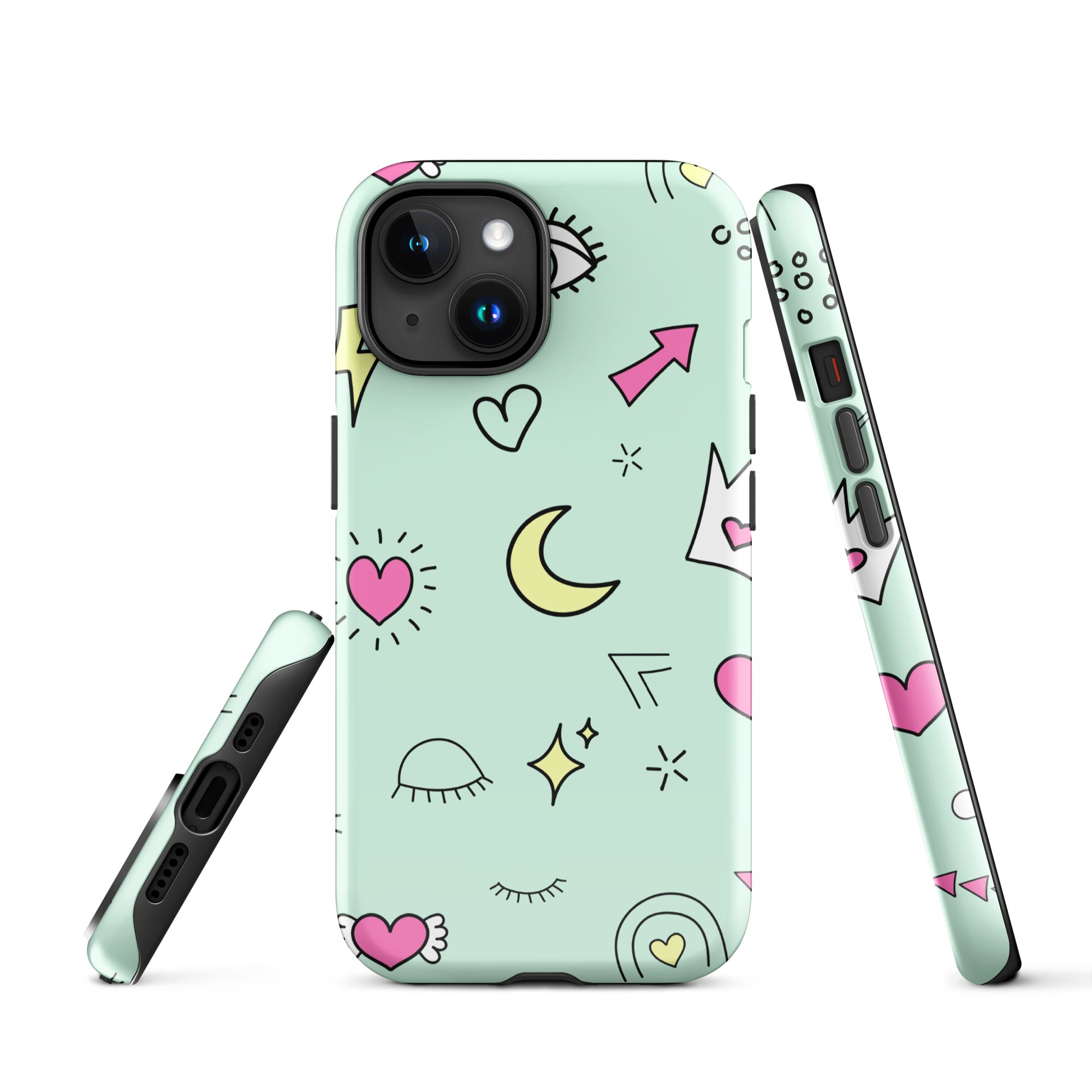 Moon Heart Tough Phone Case for iPhone® 15 front  front side