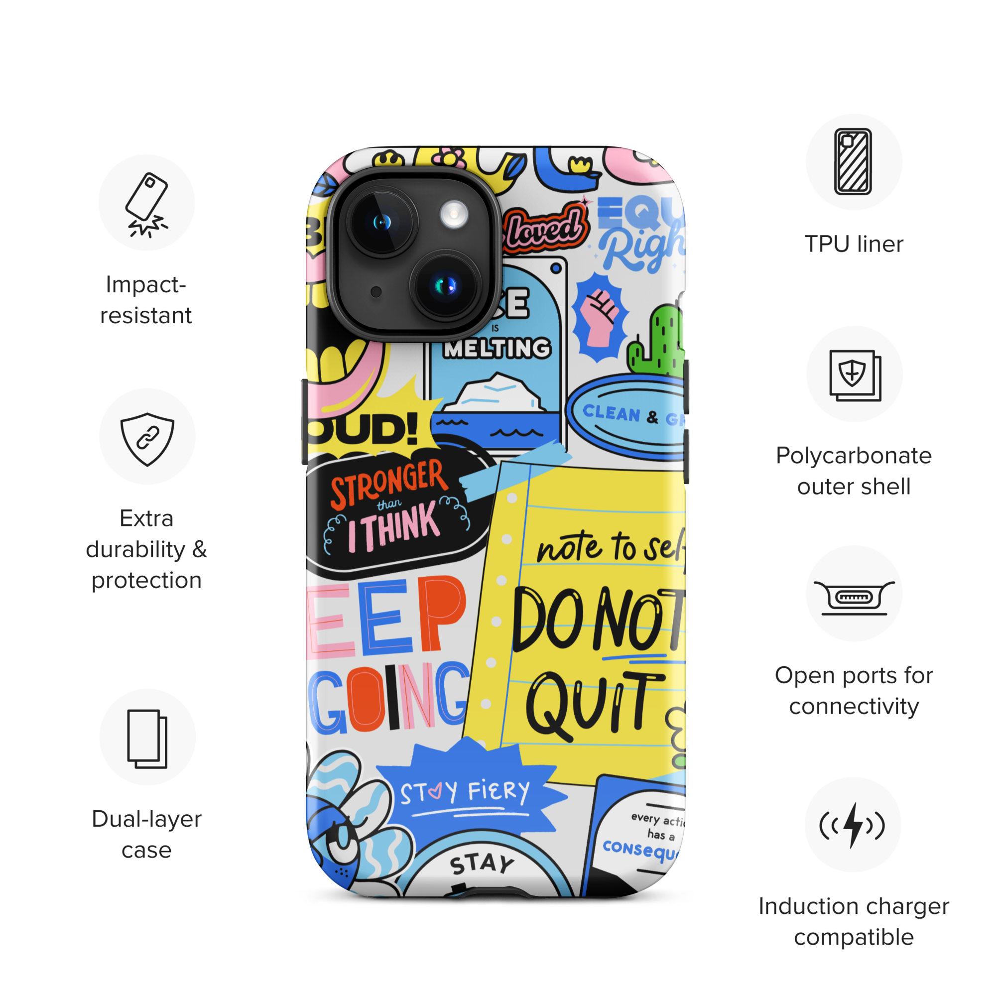 Don't Quit Tough Phone Case for iPhone® 15 info front