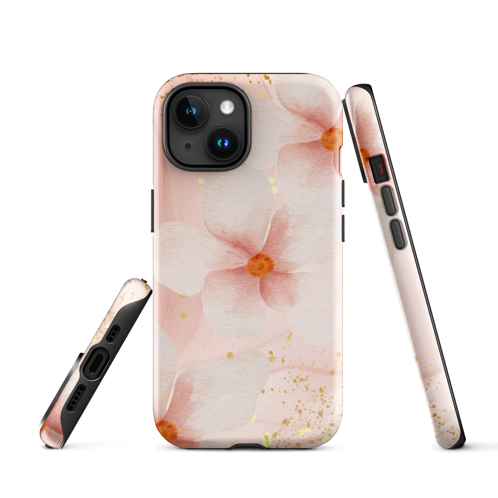 Peach Marble Flowers Tough Phone Case for iPhone®