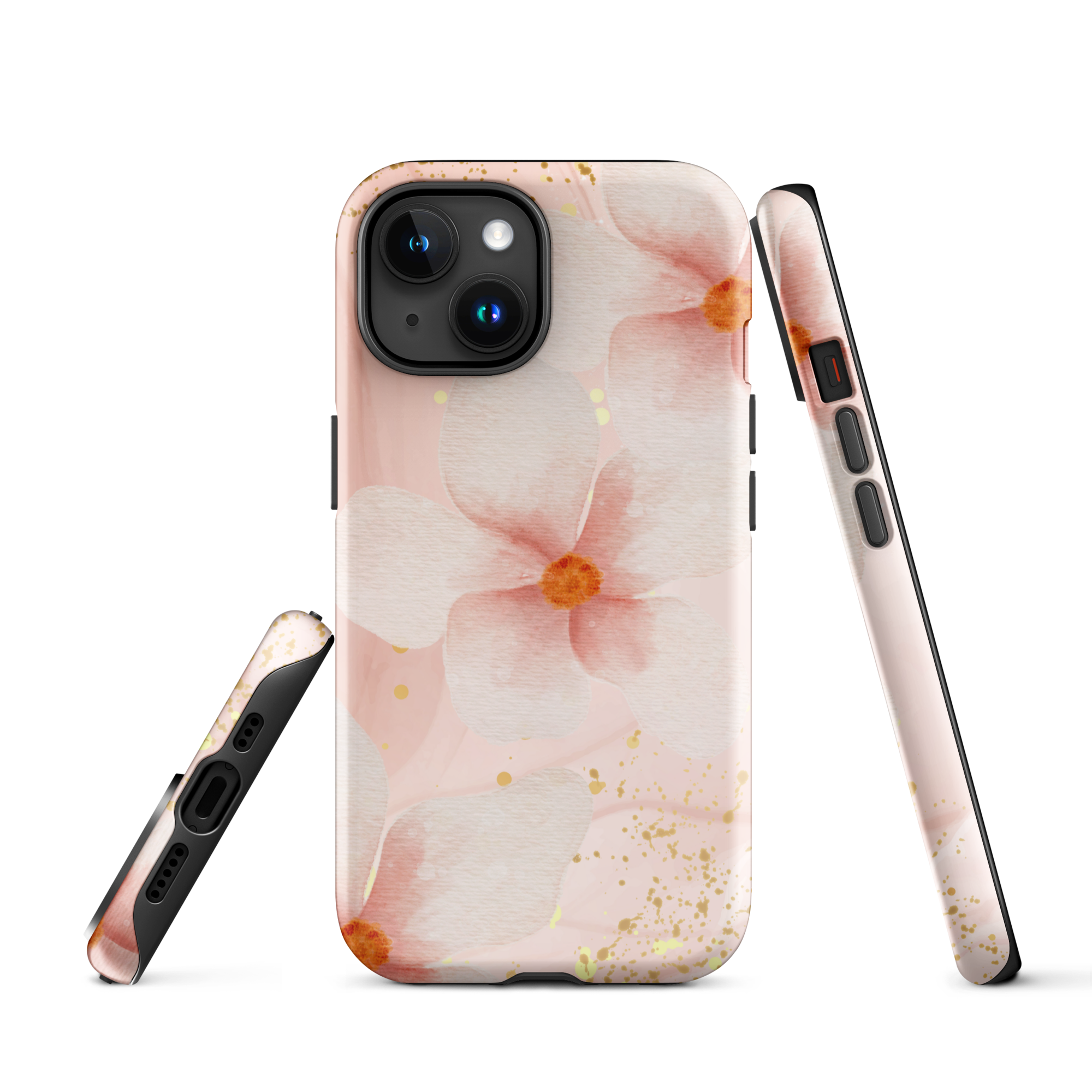 Peach Marble Flowers Tough Phone Case for iPhone®