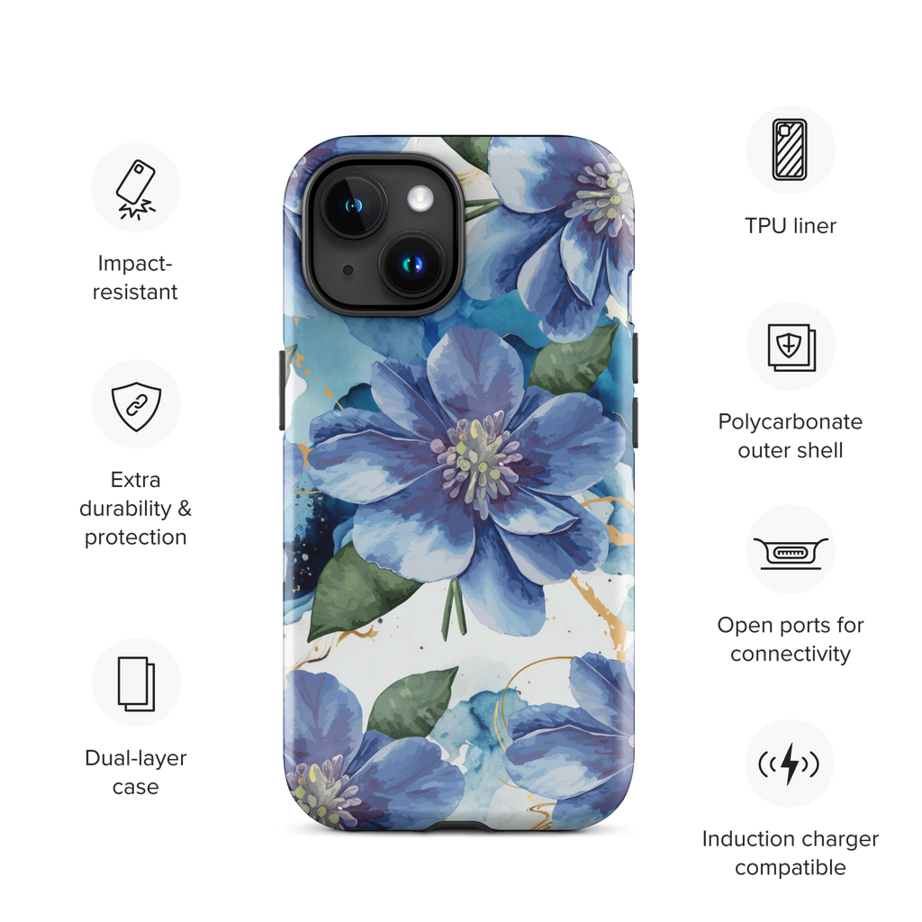 Blue Marble Flowers Tough Case for iPhone®