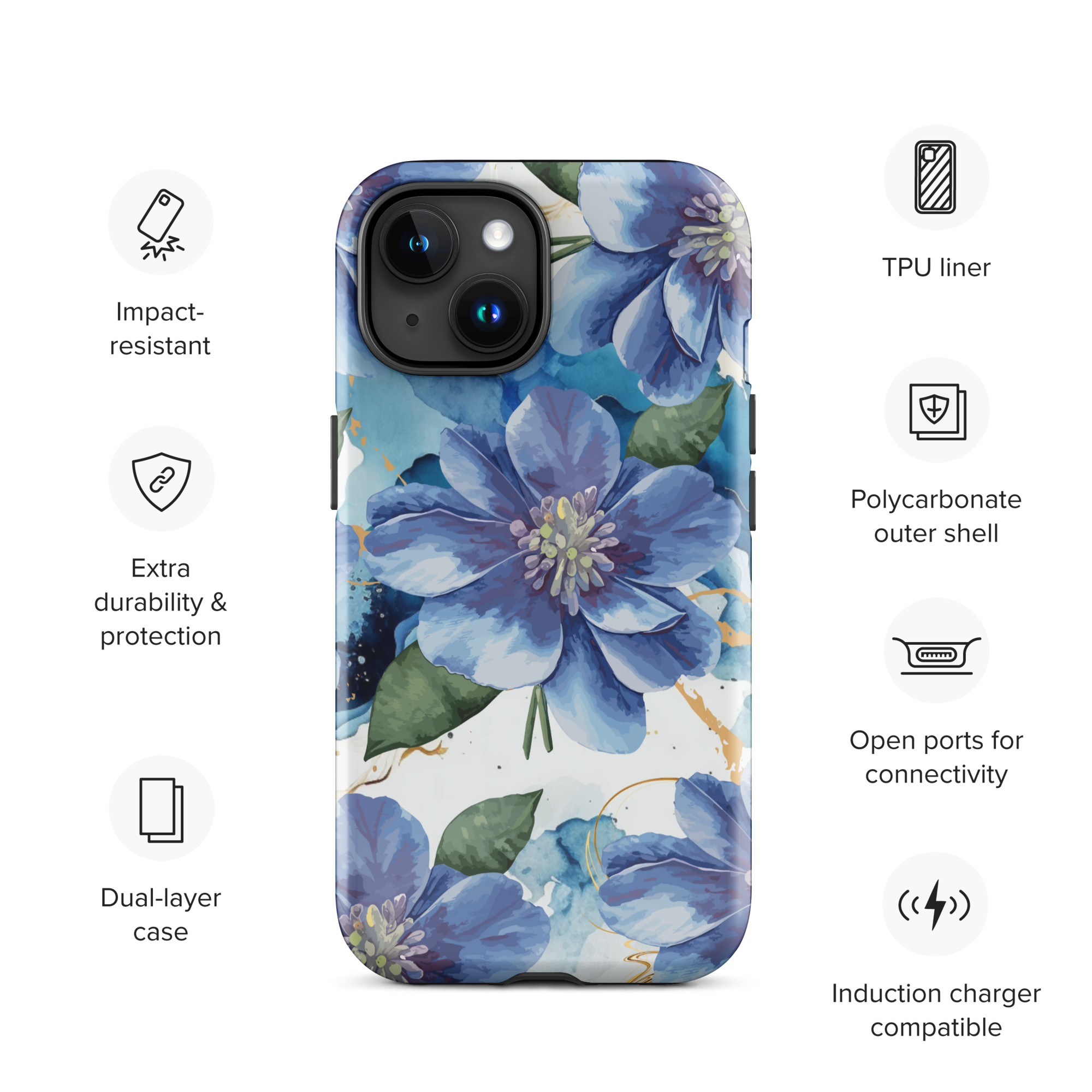 Blue Marble Flowers Tough Case for iPhone®