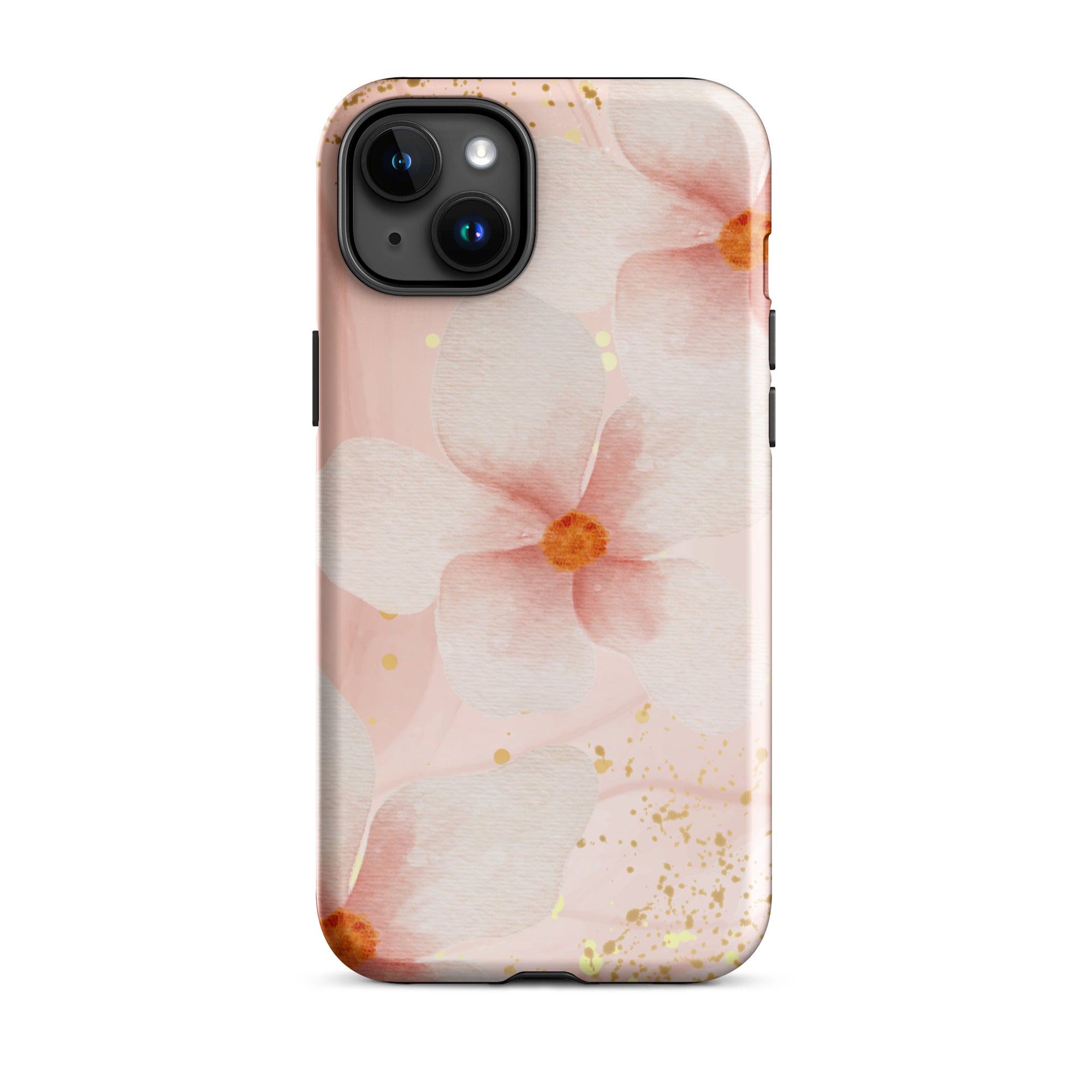 Peach Marble Flowers Tough Phone Case for iPhone® 15 Plus front 