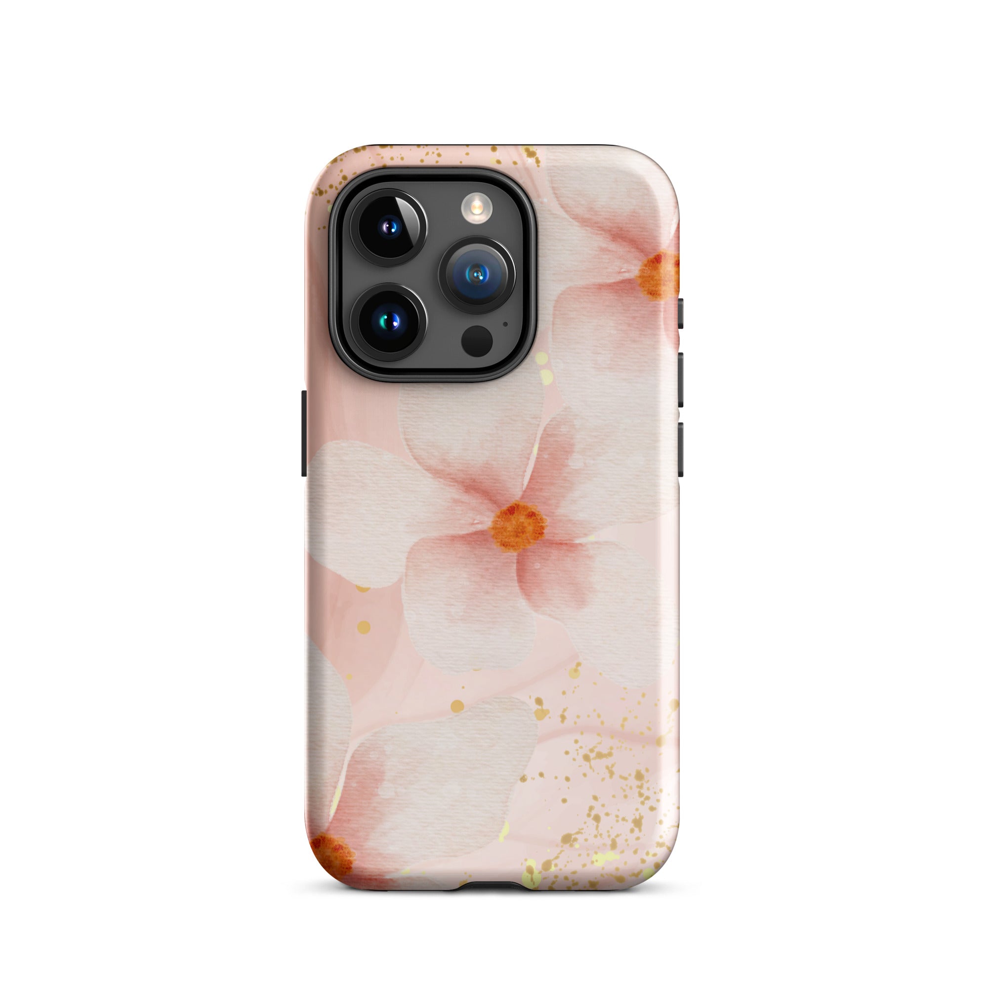 Peach Marble Flowers Tough Phone Case for iPhone® 15 Pro front