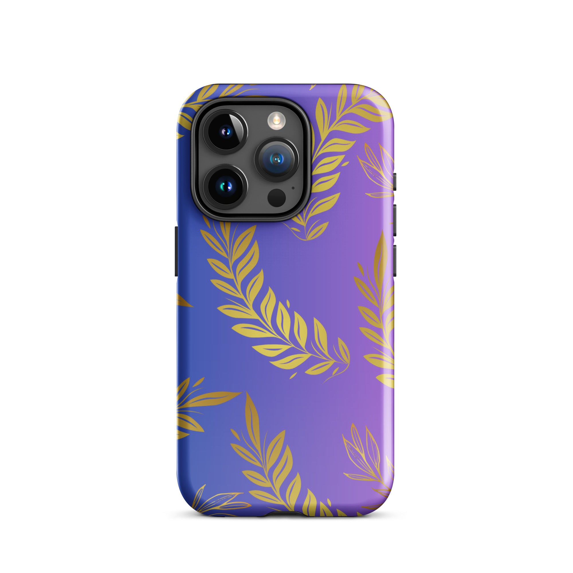 Purple Gold Leaf Tough Phone Case for iPhone® 15 Pro front
