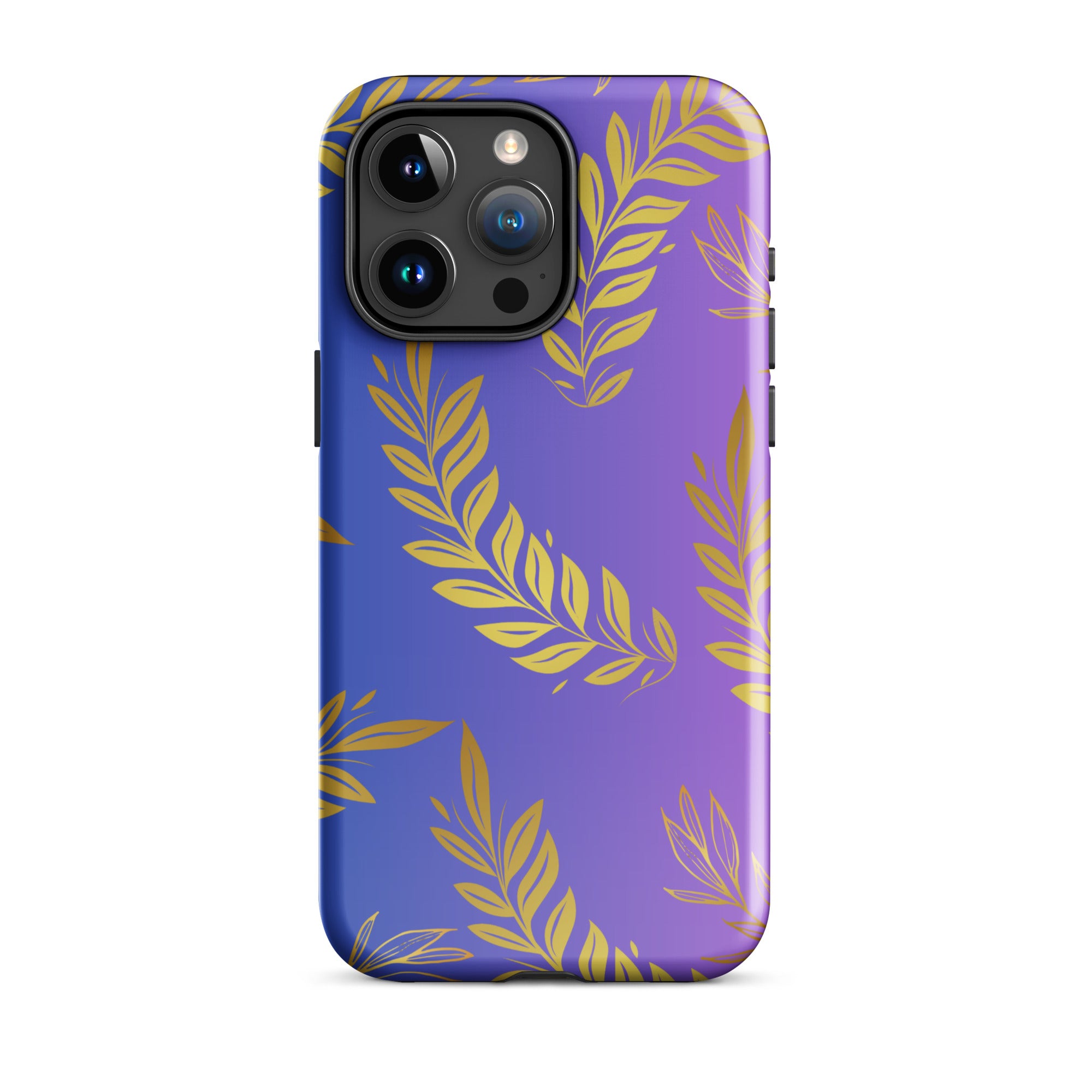 Purple Gold Leaf Tough Phone Case for iPhone® 15 Pro Max front