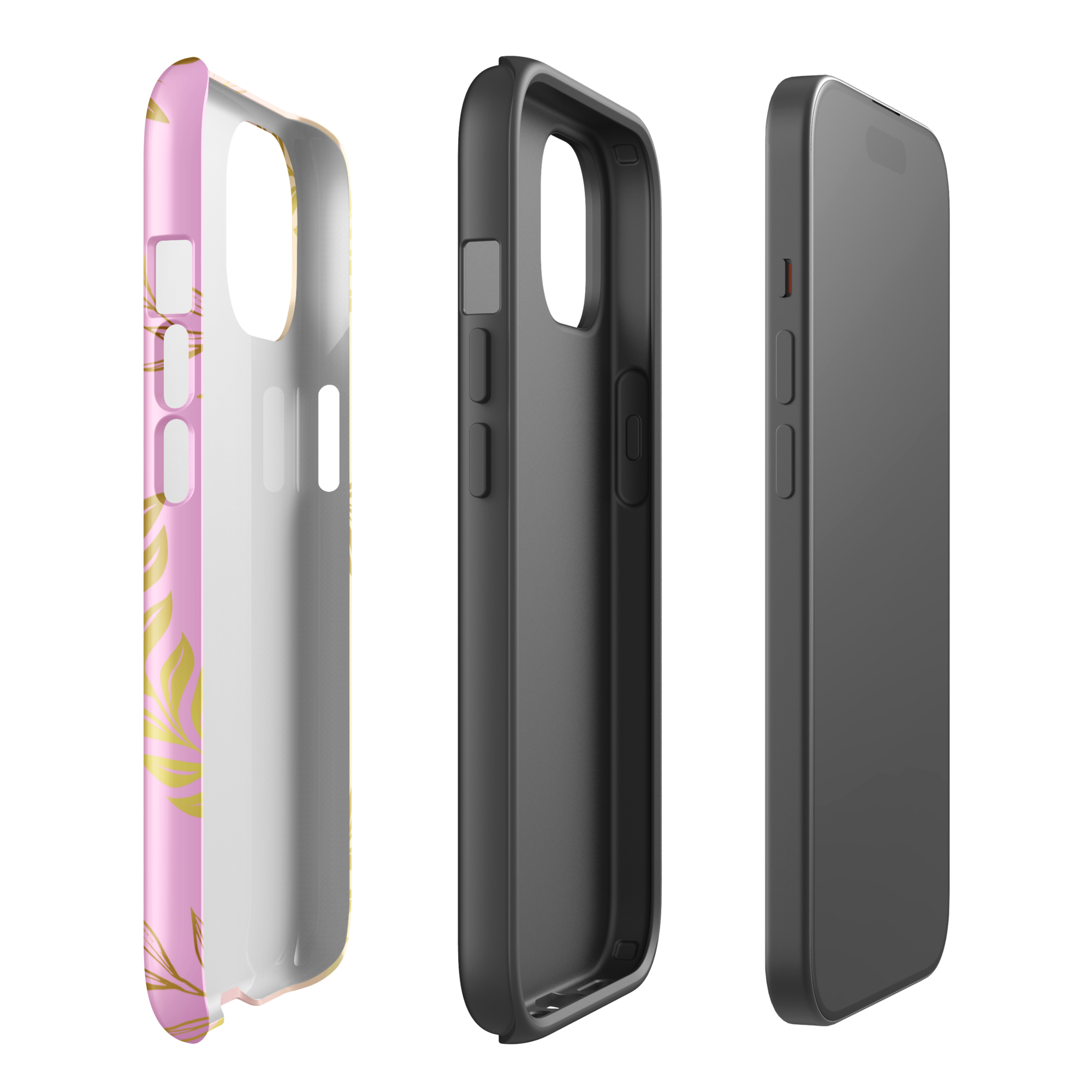 Pink Gold Leaf Tough Case for iPhone® 15 right