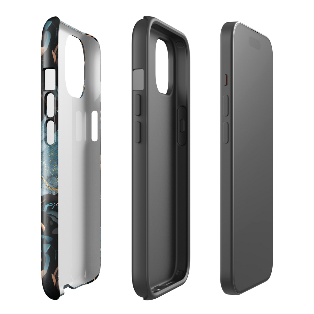 Black Marble Rose Tough Phone Case for iPhone®