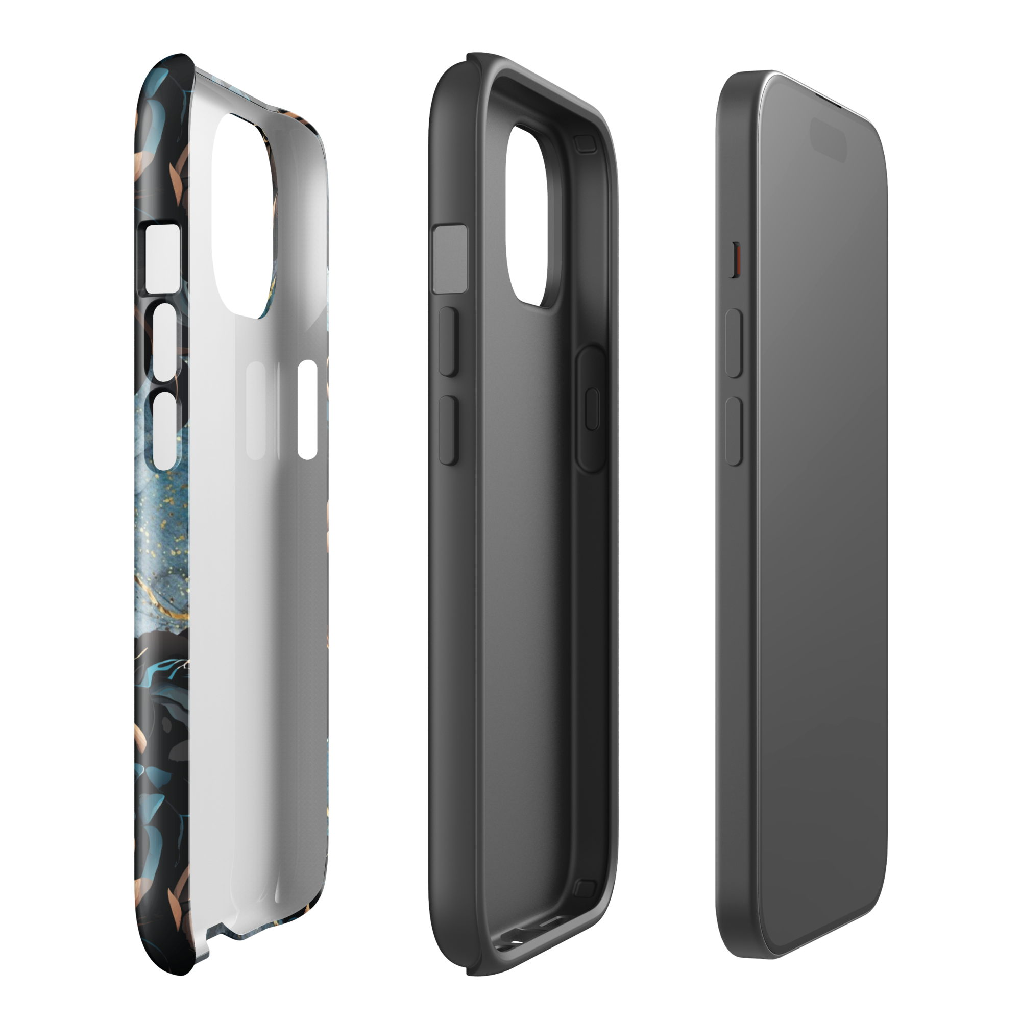 Black Marble Rose Tough Phone Case for iPhone®