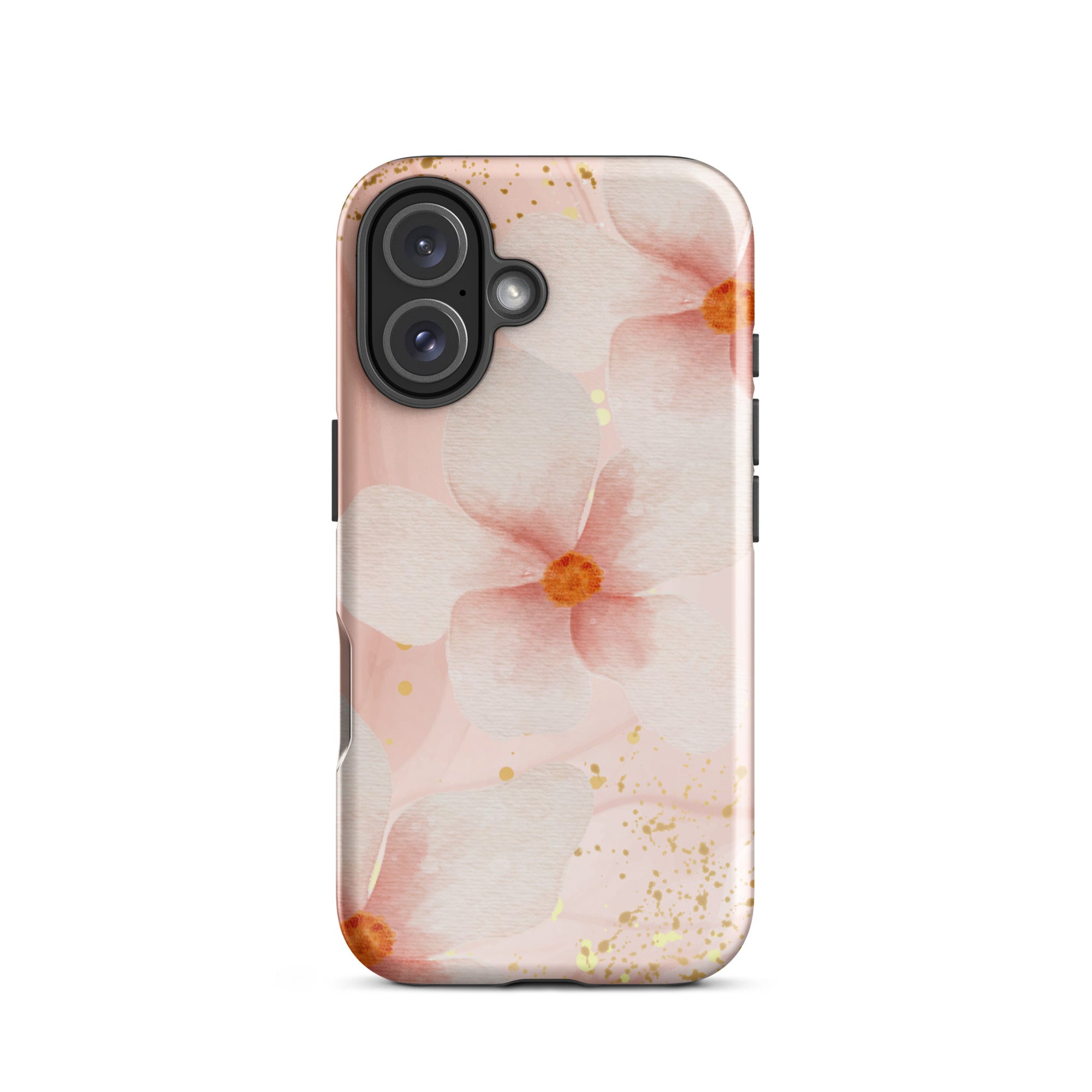 Peach Marble Flowers Tough Phone Case for iPhone® 16 front