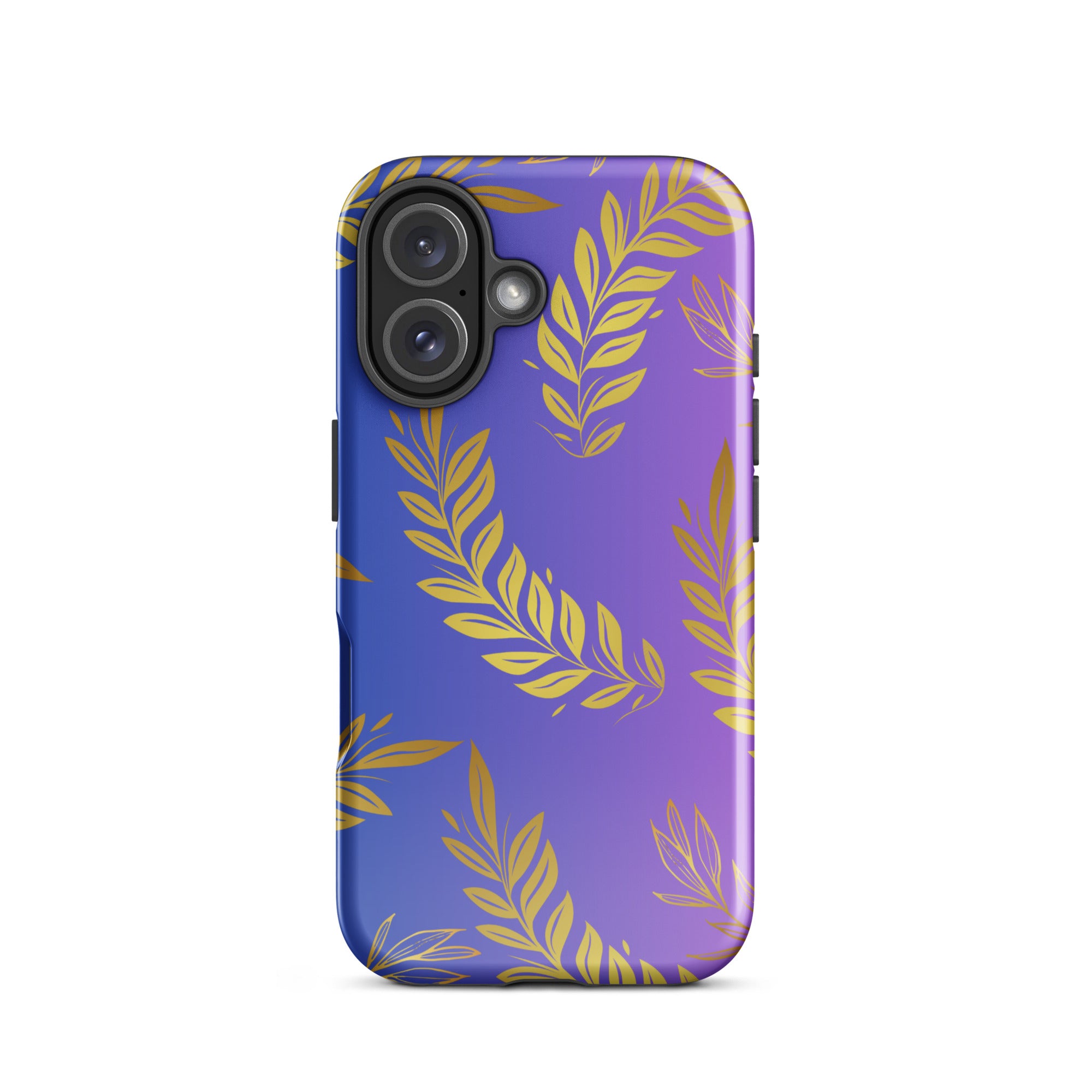 Purple Gold Leaf Tough Phone Case for iPhone® 16 front 