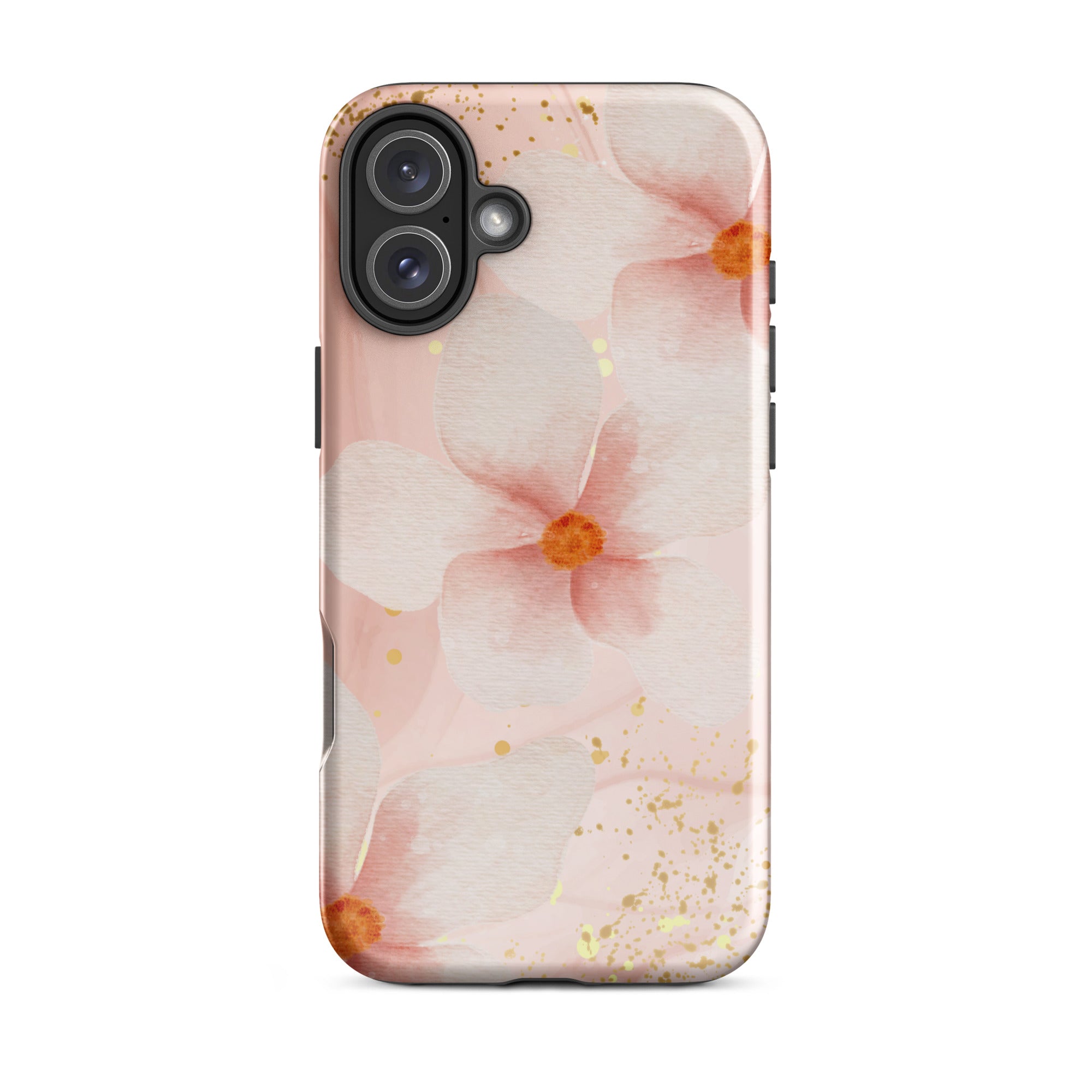Peach Marble Flowers Tough Phone Case for iPhone® 16 Plus Front