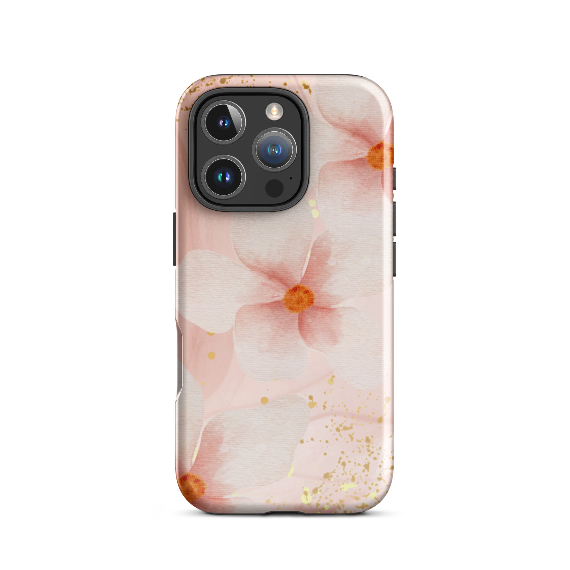 Peach Marble Flowers Tough Phone Case for iPhone® 16 Pro Front