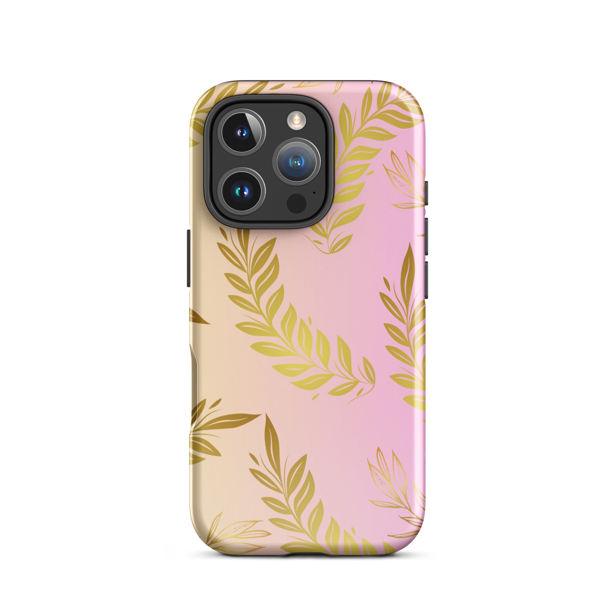 Pink Gold Leaf Tough Case for iPhone® 16 Pro front 