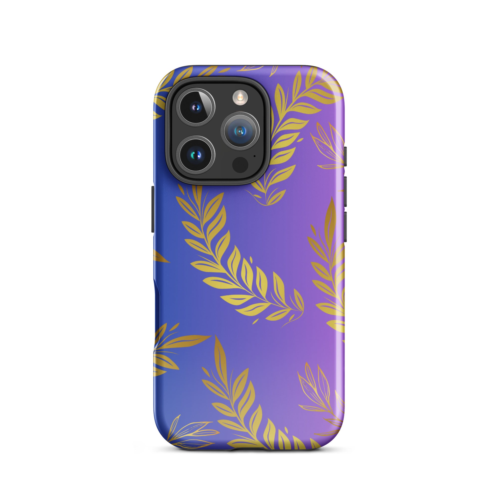 Purple Gold Leaf Tough Phone Case for iPhone® 16 Pro front 