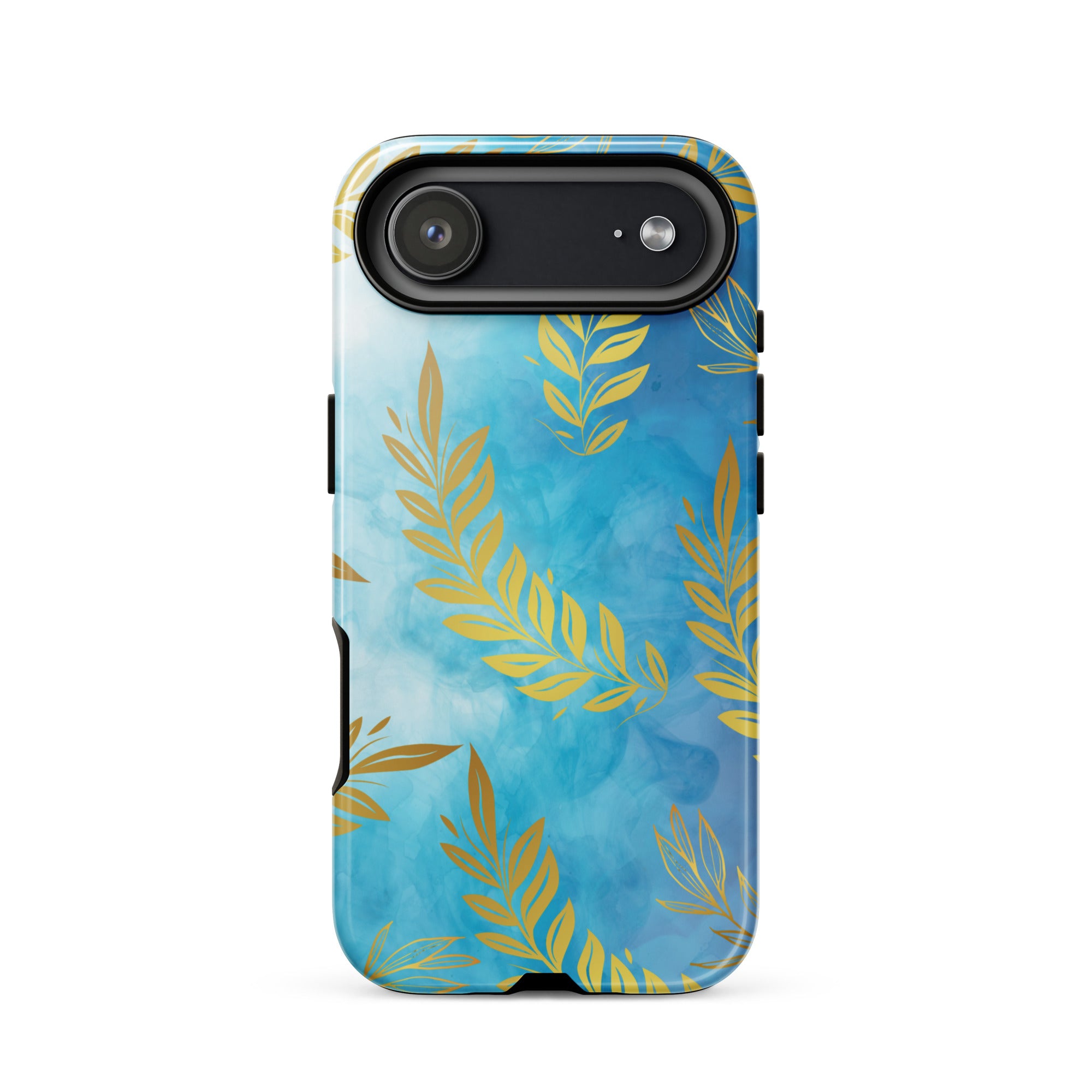 Blue Gold Leaf Tough Phone Case for iPhone® 17 Air front 