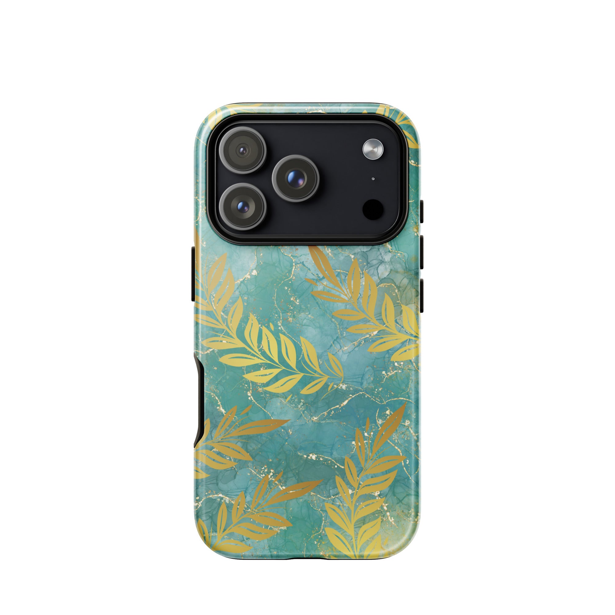 Green Gold Leaf Tough Phone Case for iPhone® 17 Pro front