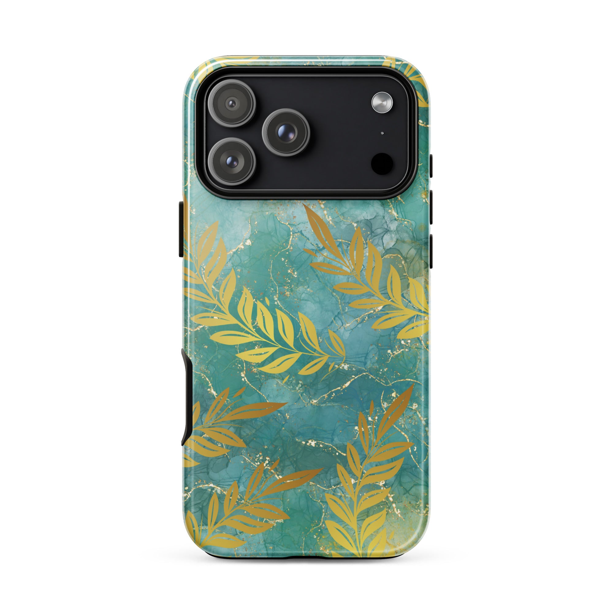 Green Gold Leaf Tough Phone Case for iPhone® 17 Pro Max front